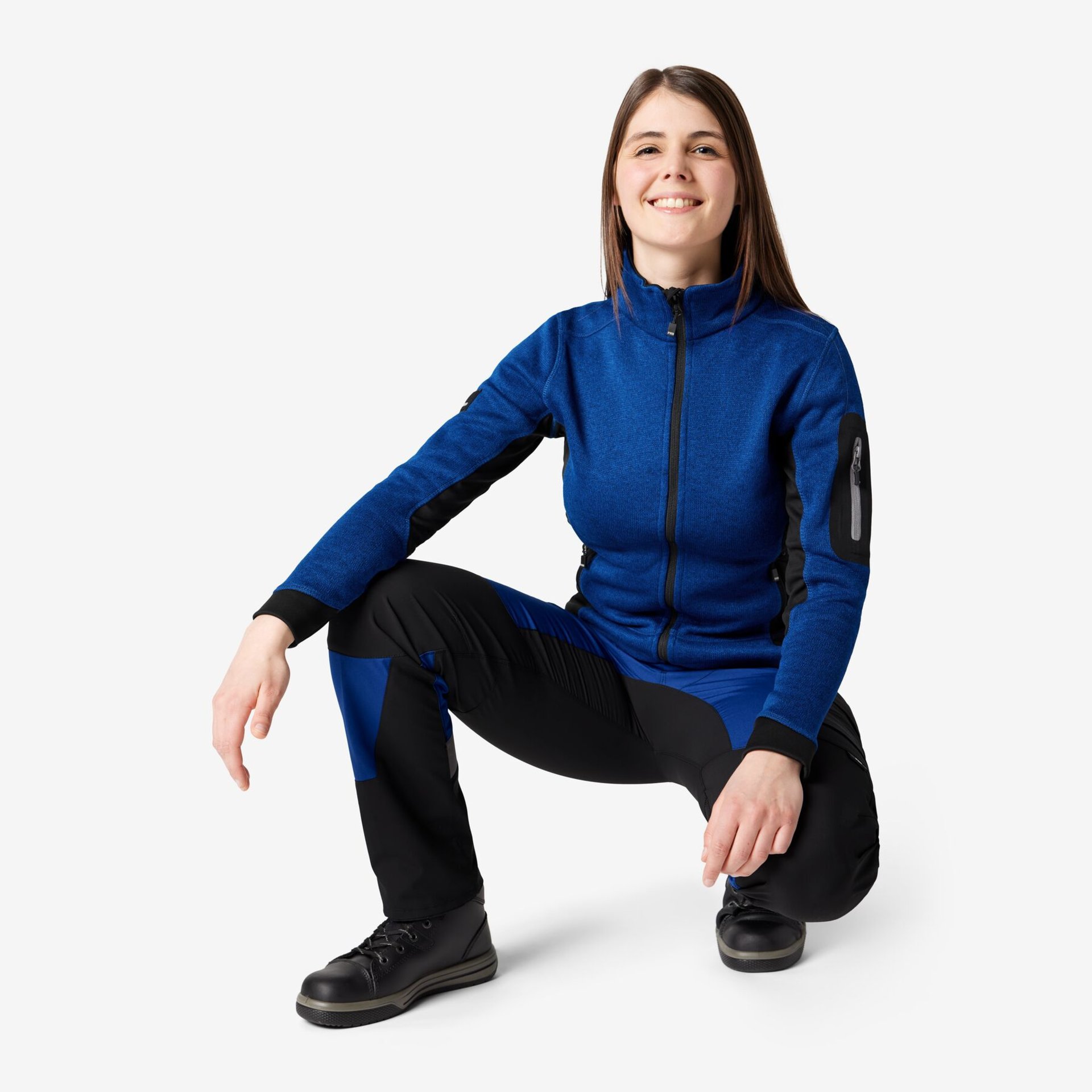 MARIEKE Strick-Fleece-Jacke Damen royalblau-schwarz S