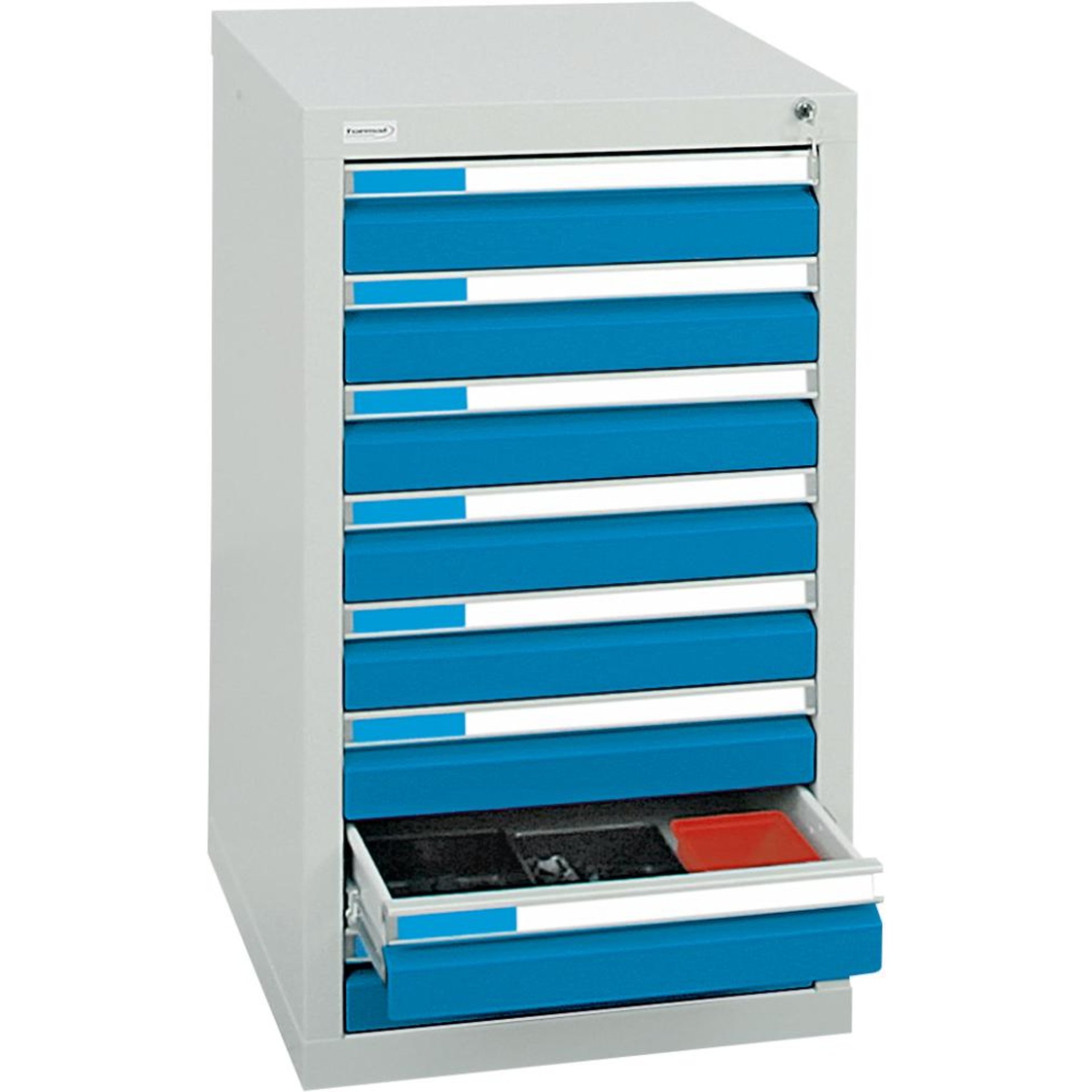 Format Schubladenschrank B500xT500xH900mm RAL 7035/5012 8 Schubladen 75kg