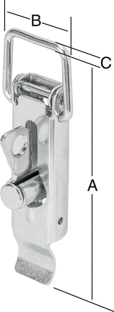 Vormann Kisten-Spannverschl.,m.Vorreib.u.Schlo.öse,o.Schließhak.,UG,St vz., L110mm, S4mm