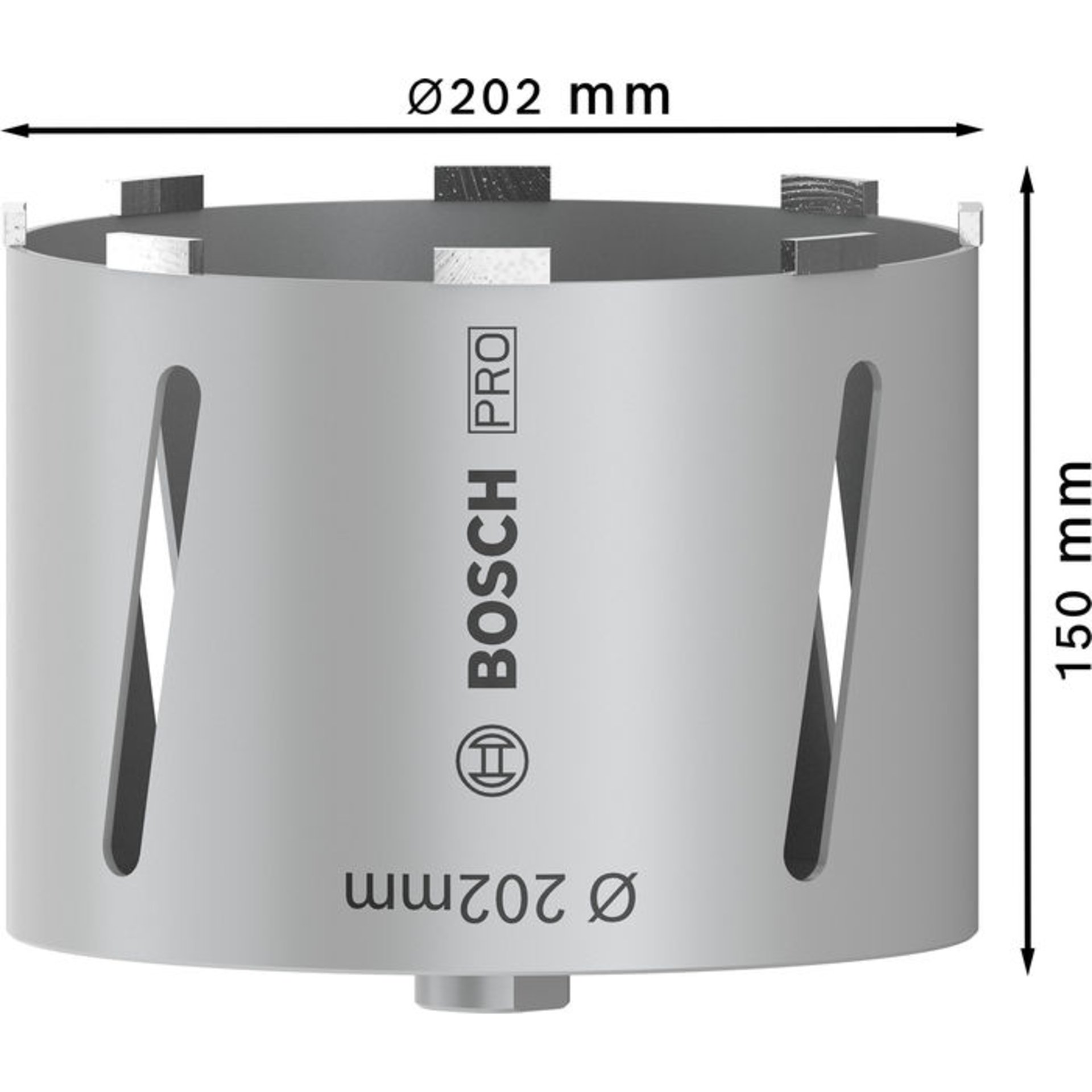 PRO Trockenbohrkrone, 202 x 150 mm, G 1/2 Zoll
