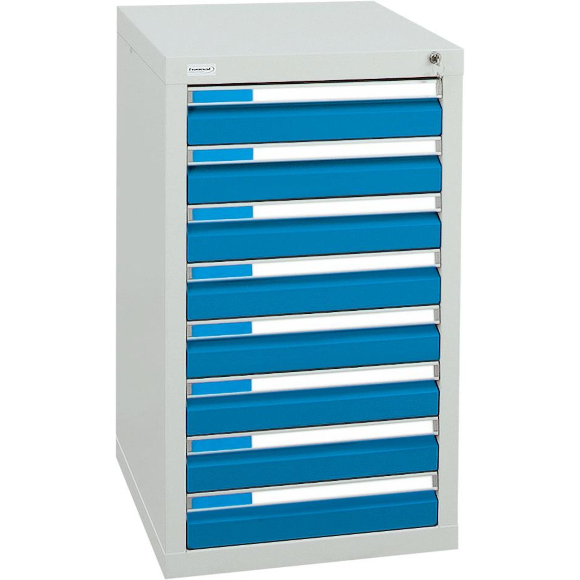 Format Schubladenschrank B500xT500xH900mm RAL 7035/5012 8 Schubladen 75kg