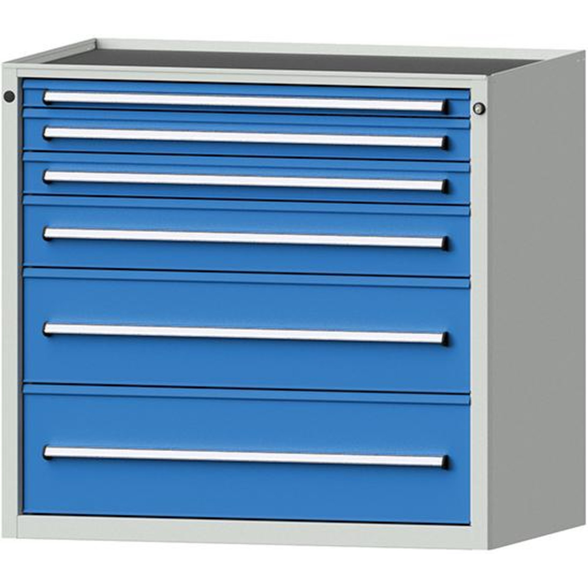 Anke Schubadenschrank B1060xT700xH980mm RAL 7035/5012 6 Schubladen