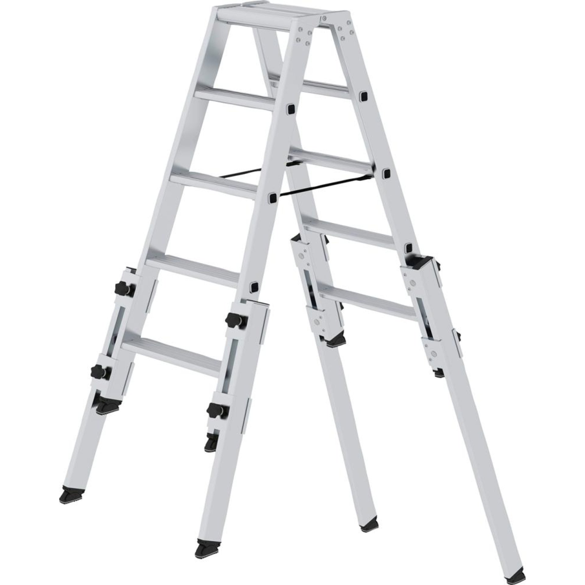 Alu-Stehleiter 2x5 Stufen Gesamthohe 1,14 m Arbeitshöhe bis 3,20 m