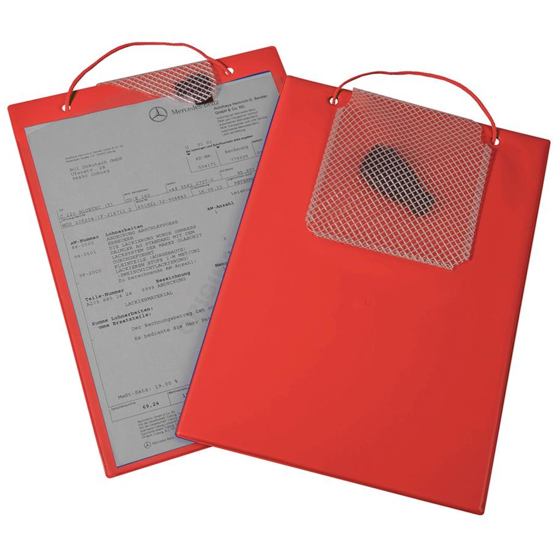 Auftragstaschen Plus A4 mit Schlüsselfach und Klettverschluss 10 Stück, rot