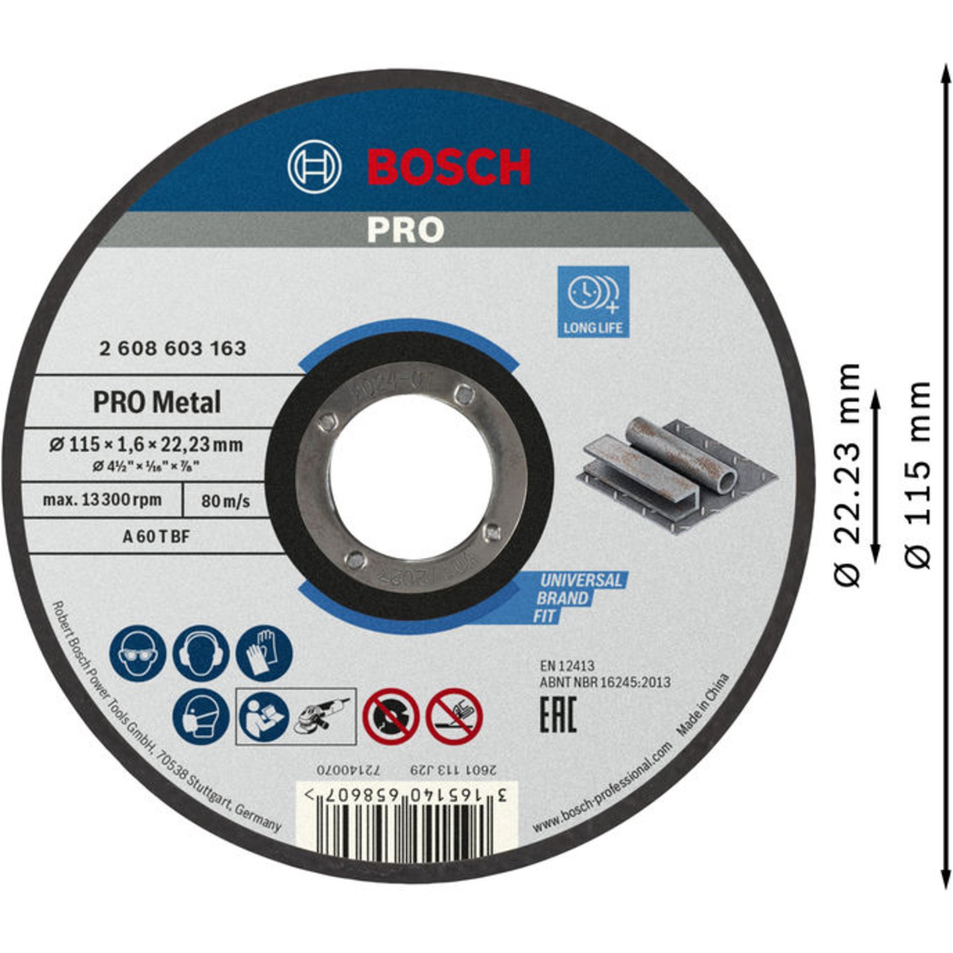 PRO Metal Trennscheibe, 115 x 1.6 x 22.23 mm, gerade