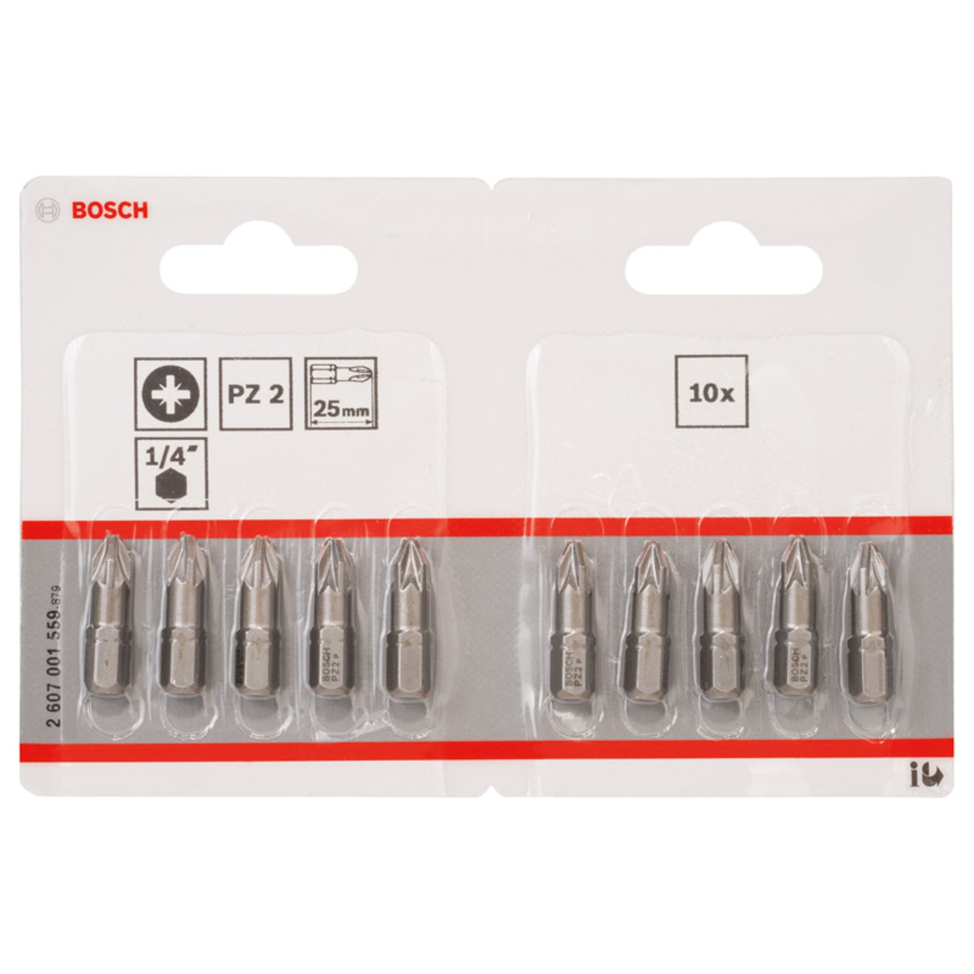 Schrauberbit Extra-Hart PZ 2, 25 mm, 10er-Pack, im Blister