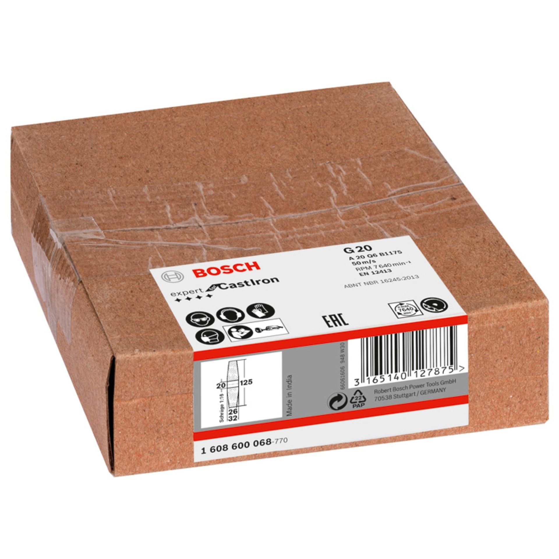 PRO Metal Schleifscheibe, 125 x 26 x 20 mm, K20