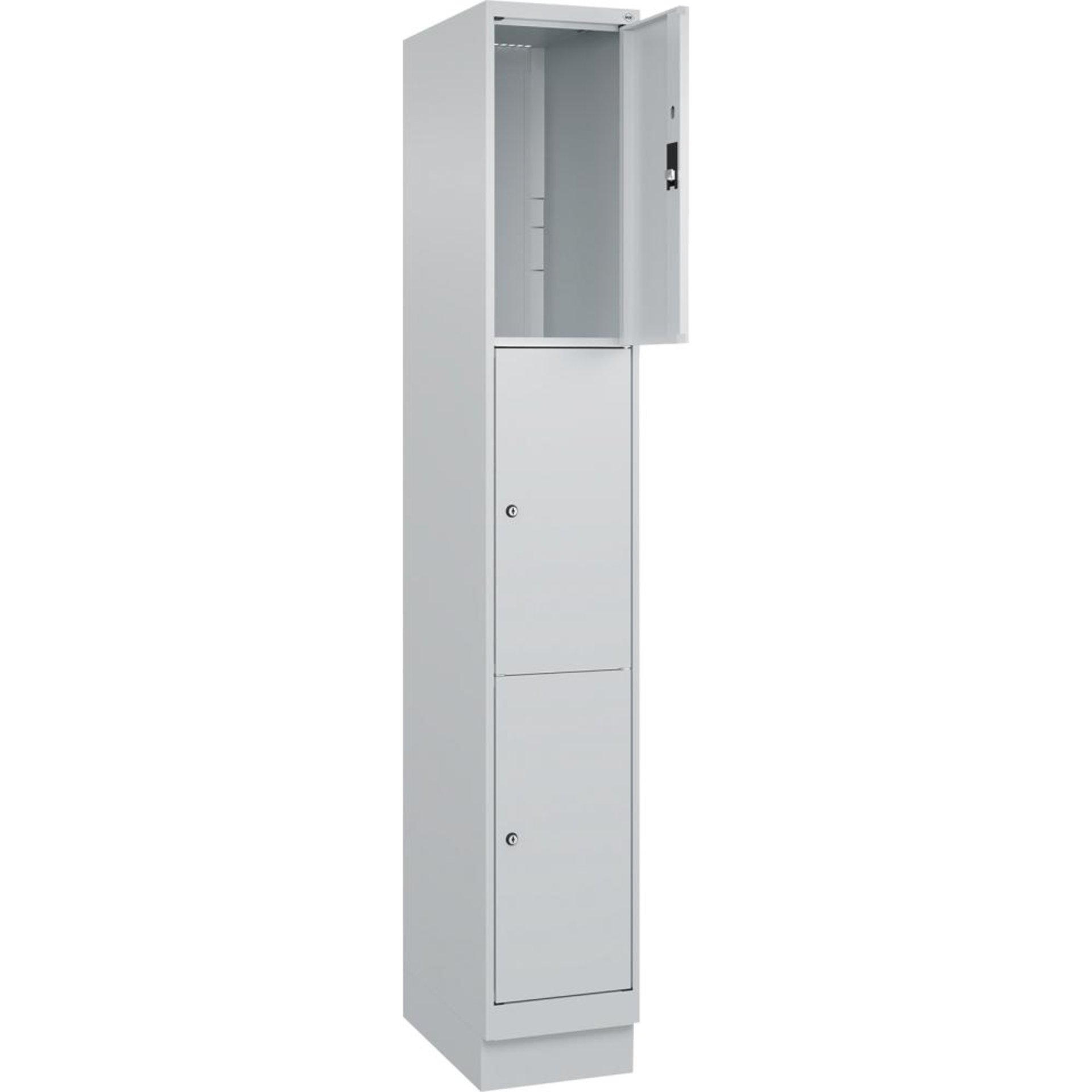 Fächerschrank Classic PLUS, 3 Türen übereinander, mit hohem Sockel