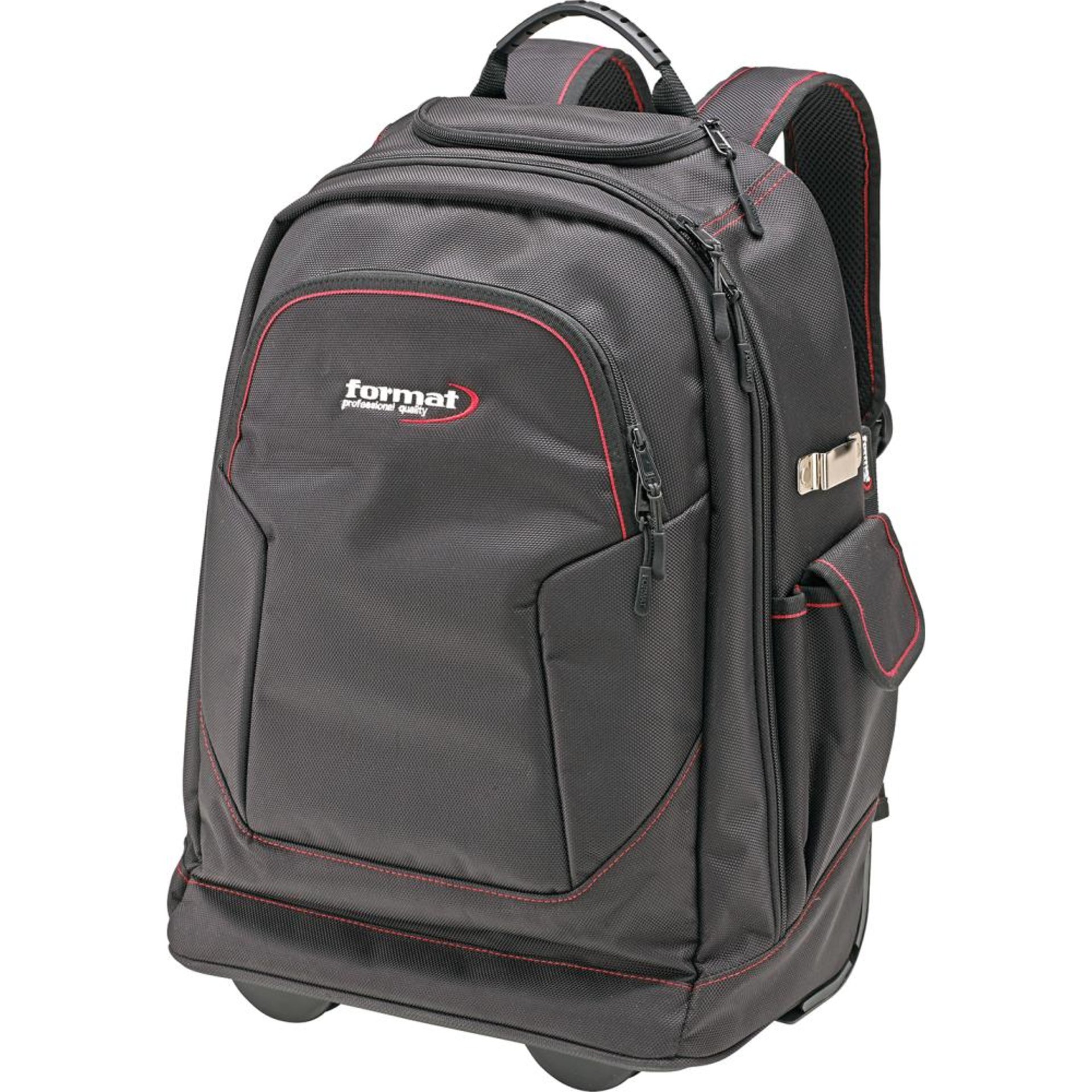 Werkzeugrucksack mit Rollen und Teleskopgriff 350x210x490mm Nylon FORMAT