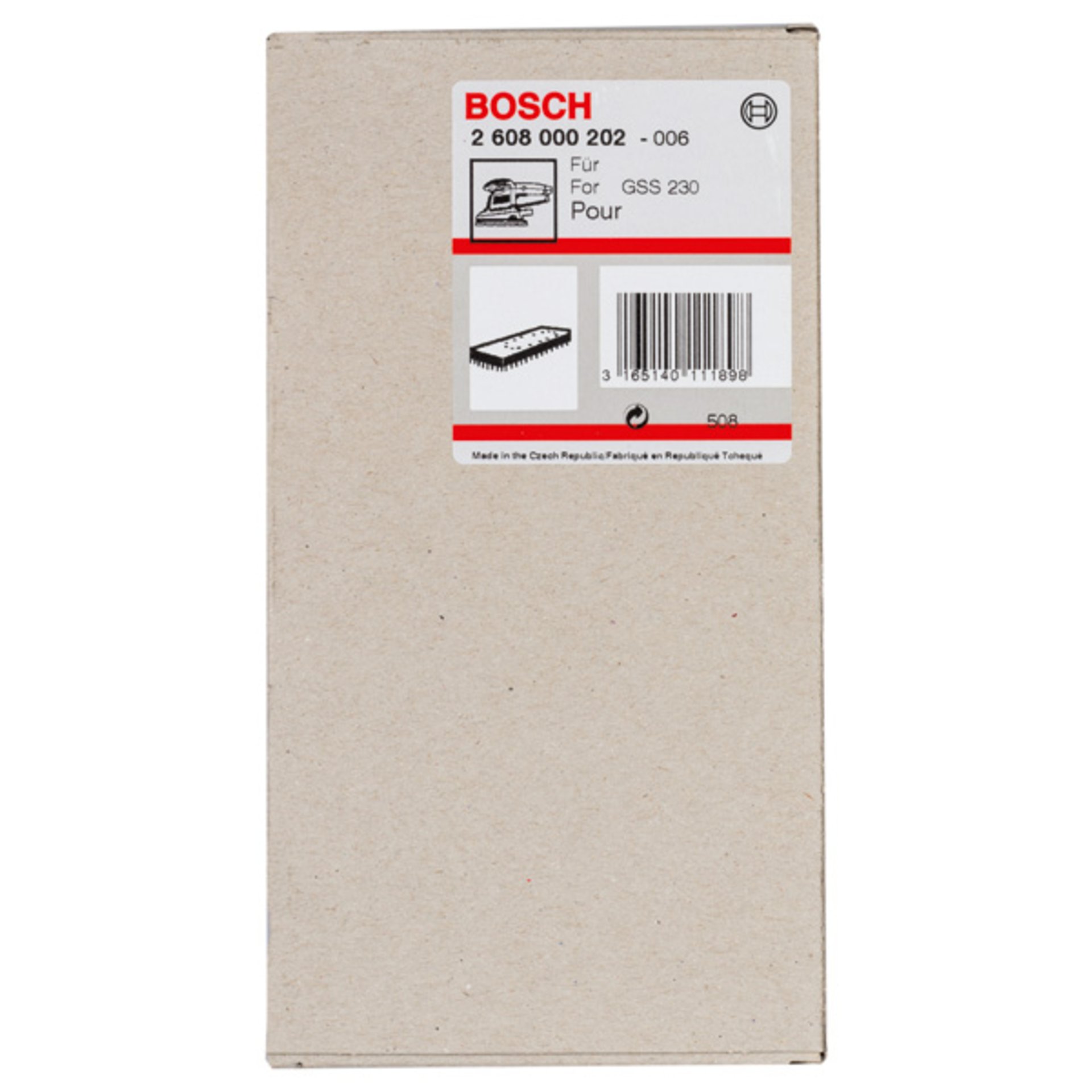 Schleifplatte 185 x 93 mm, für GSS 230 A, GSS 230 AE, mit Kletthaftung