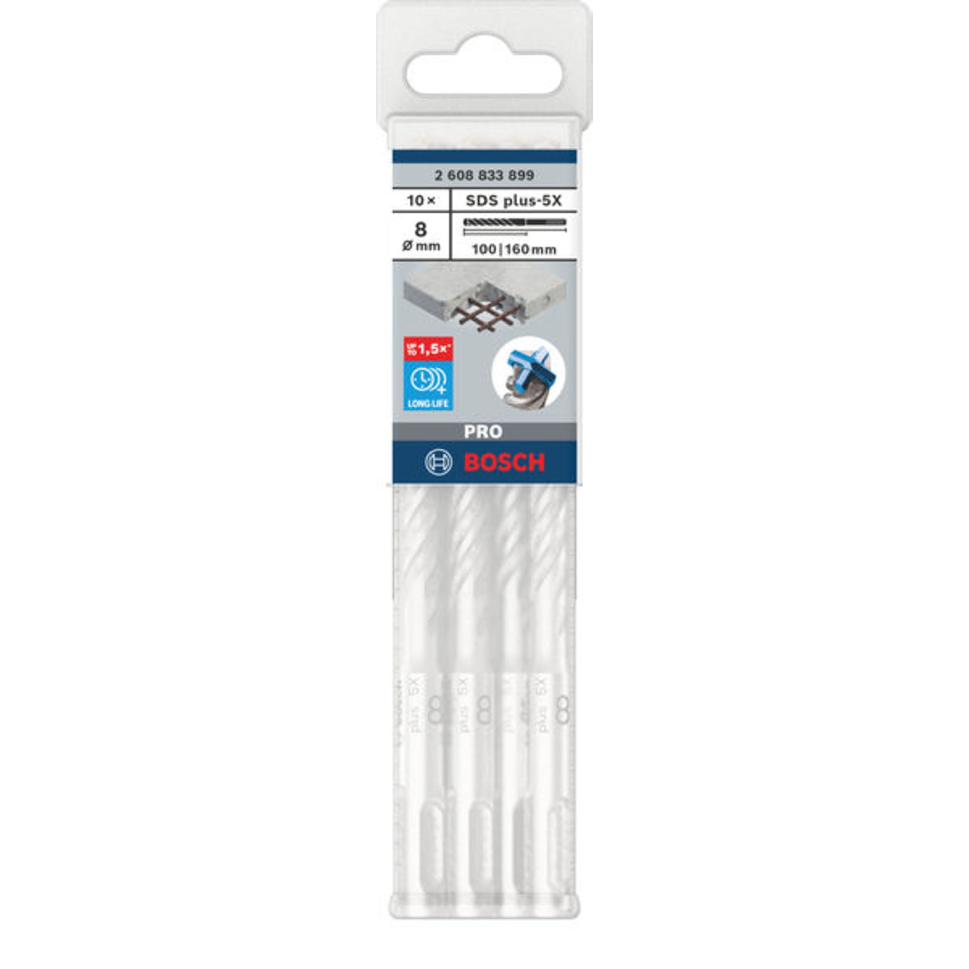 PRO SDS plus-5X Hammerbohrer, 8 x 100 x 160 mm, 10-tlg.