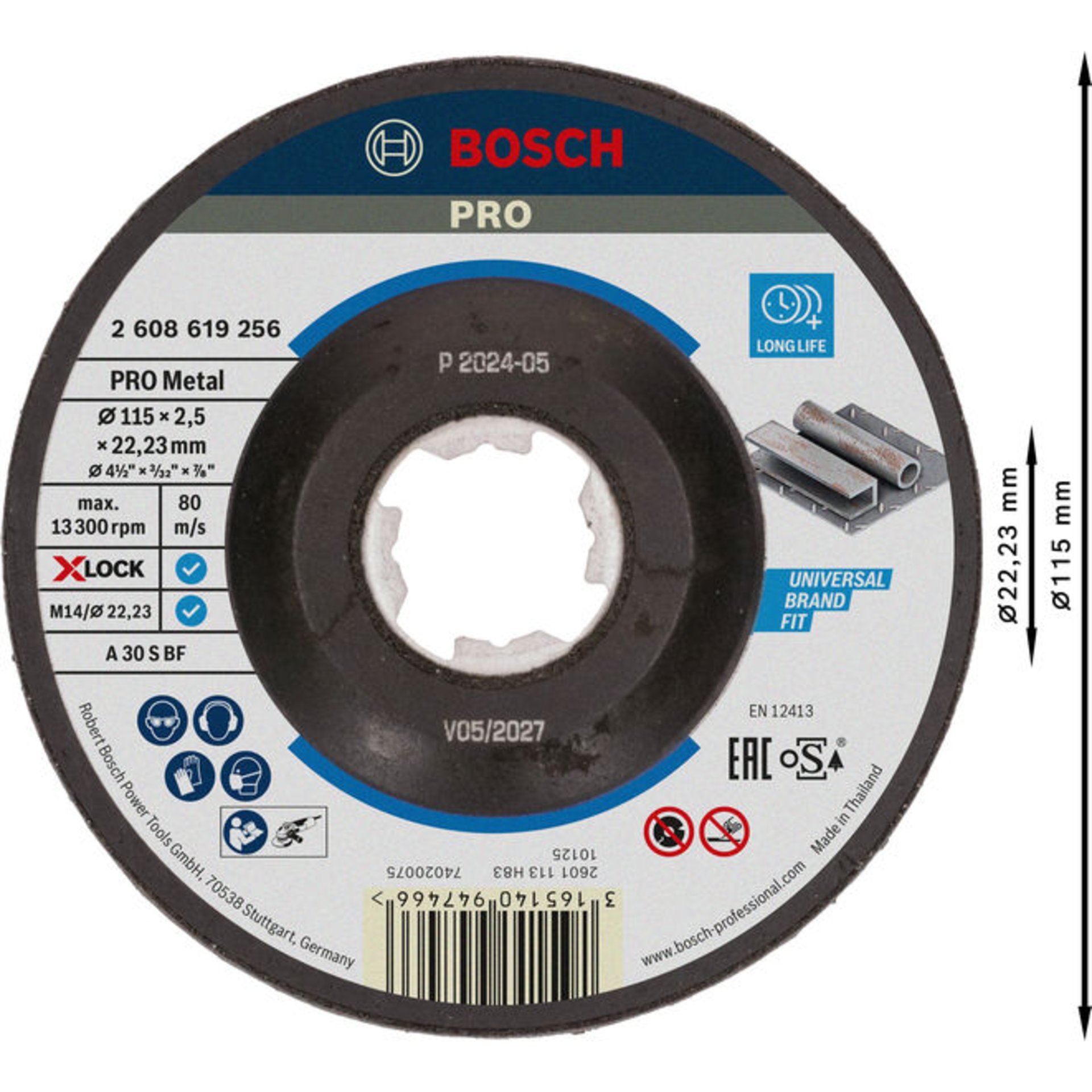 PRO Metal X-Lock Trennscheibe, 115 x 2.5 x 22.23 mm, gekröpft, oSa