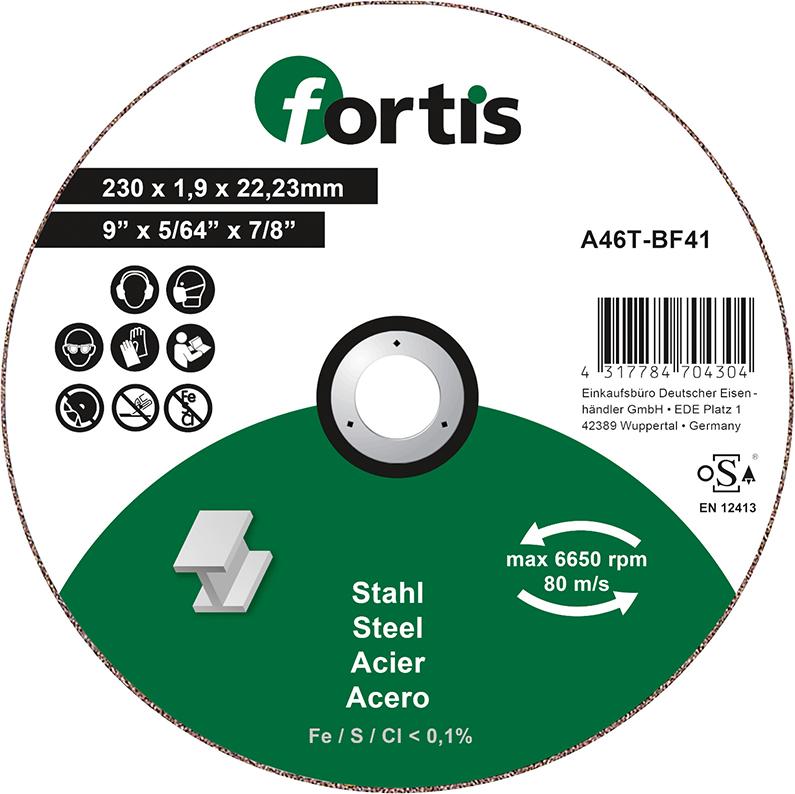 Fortis Trennscheibe  Stahl230 x 1,9mm gerade Fortis Trennscheibe  Stahl230 x 1,9mm gerade