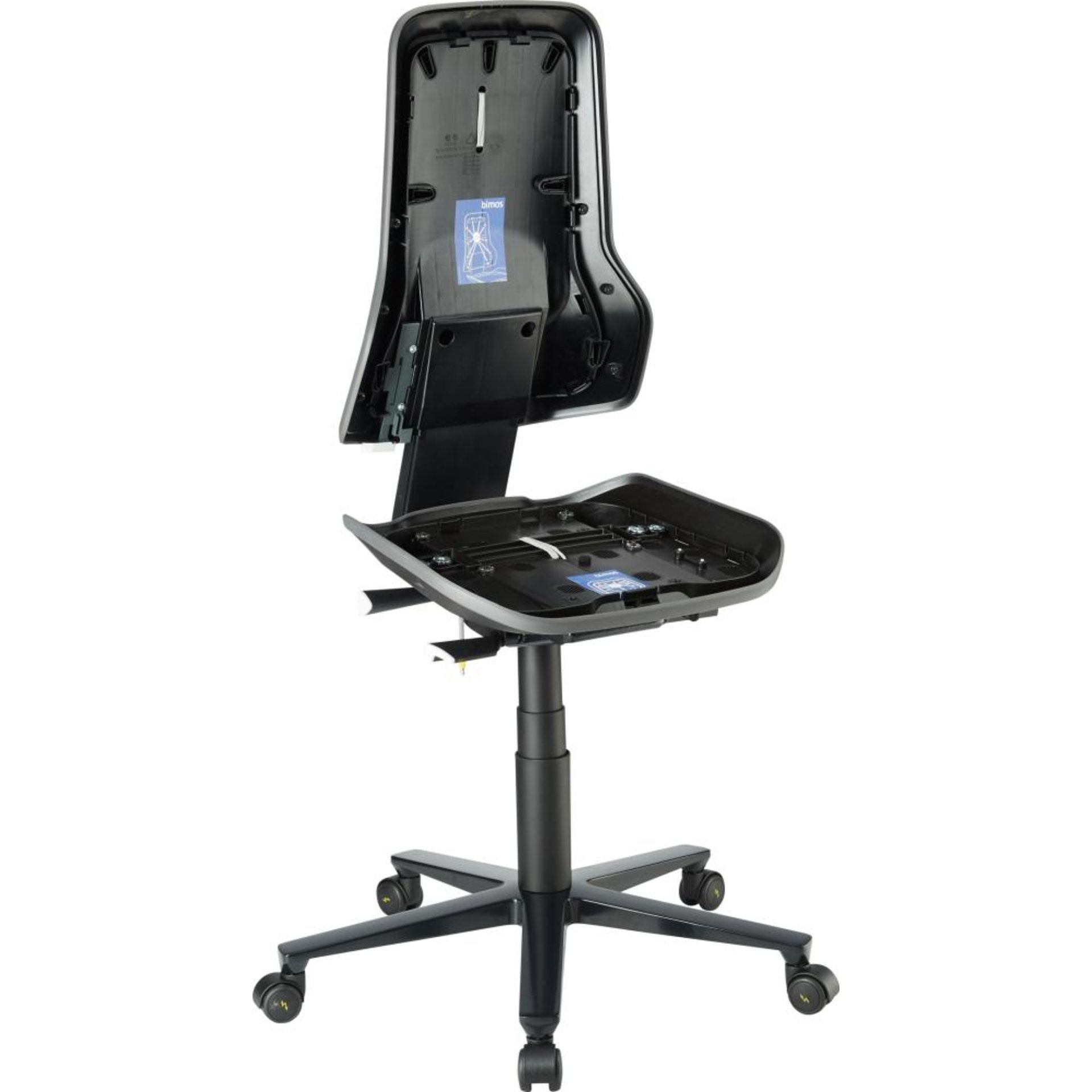 Bimos Arbeitsstuhl ESD Neon 2, grau Sitzhöhe 450-620 mm mit Rollen, ohne Polster