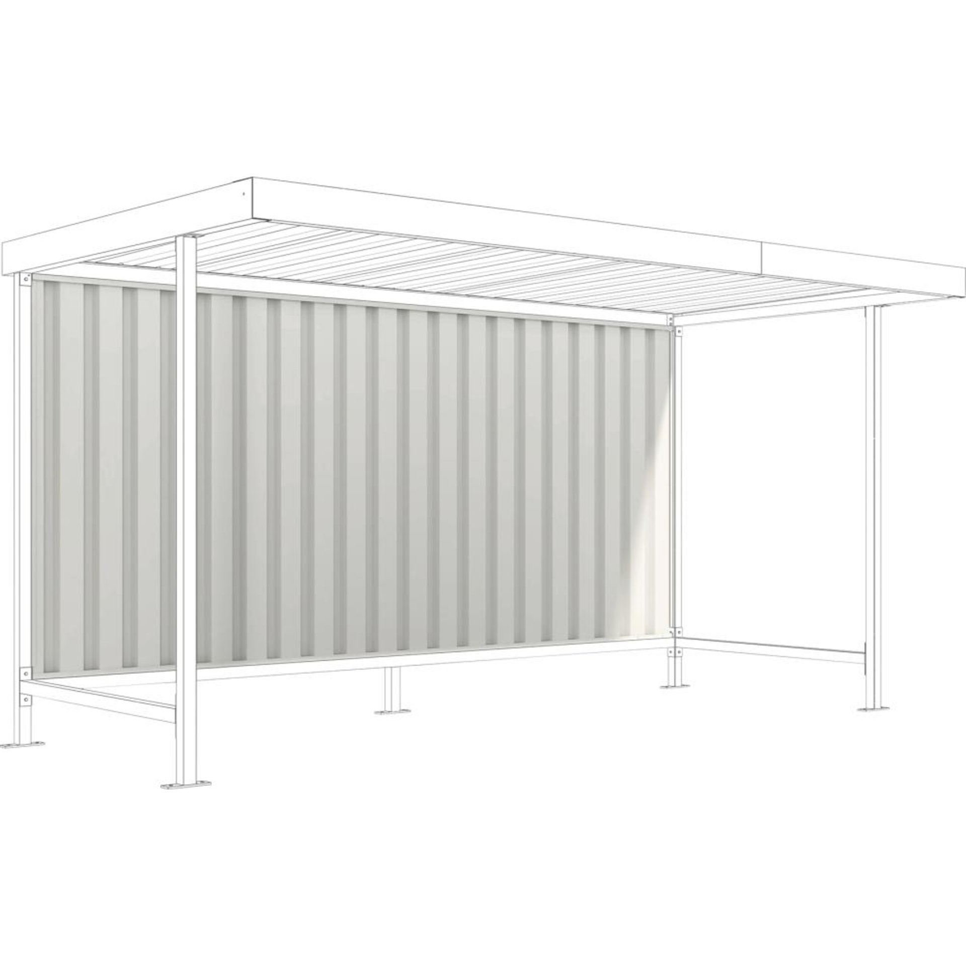 Rückwand aus Trapezblech RAL 9002 grauweiß für Überdachung Mod. Leipzig