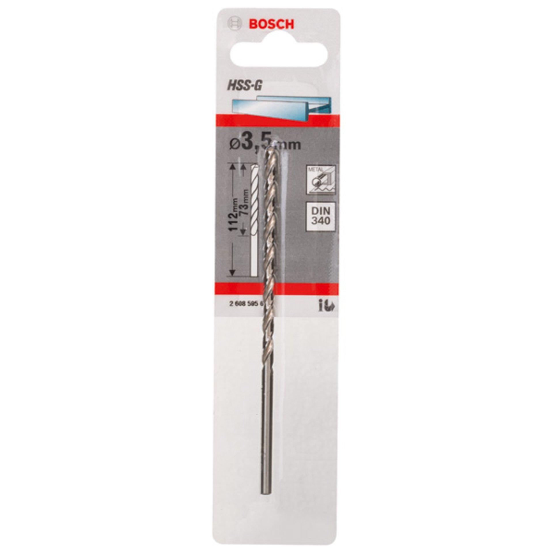 Metallbohrer HSS-G, DIN 340, 3,5 x 73 x 112 mm, 1er-Pack