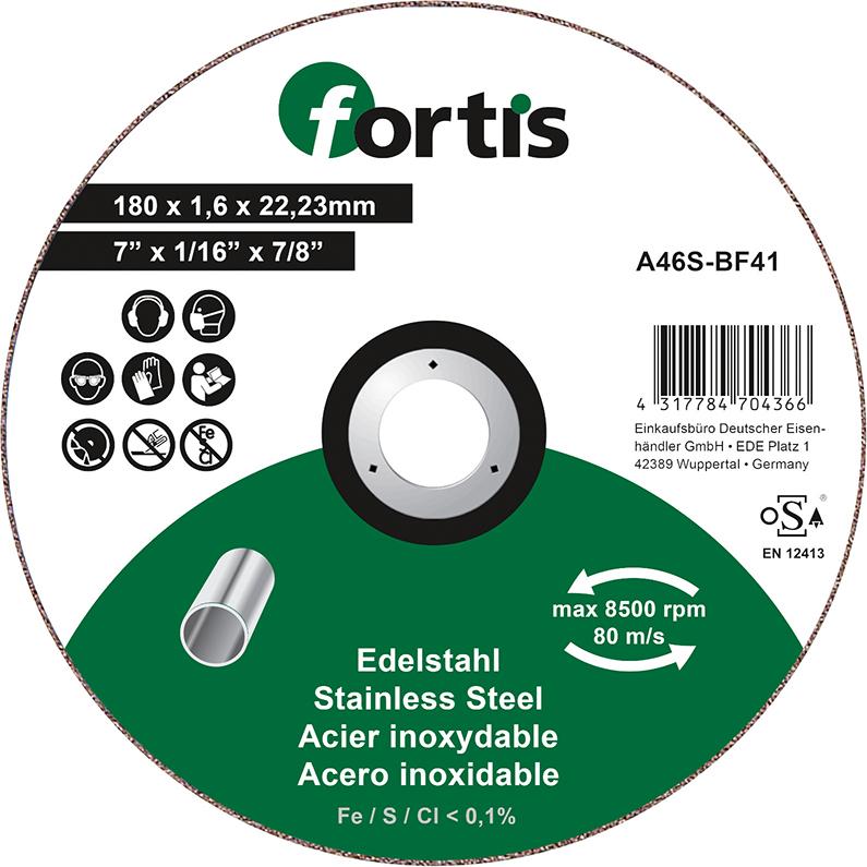 Fortis Trennscheibe Edelstahl 180x1,6 gerade Fortis Trennscheibe Edelstahl 180x1,6 gerade