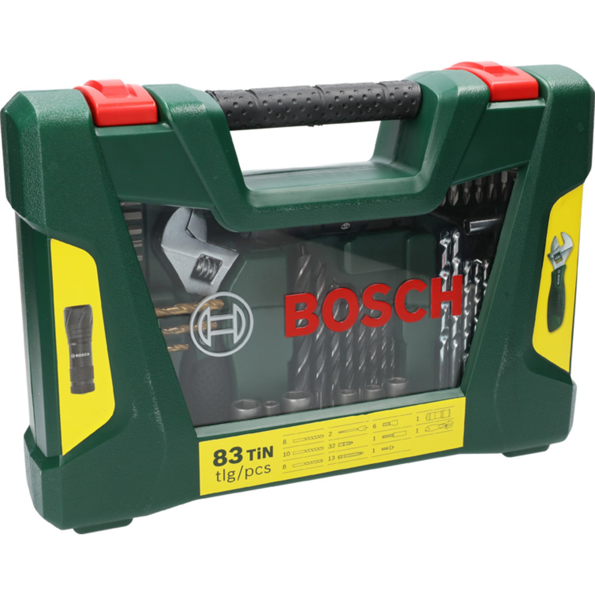 V-Line TiN-Bohrer- und Bit-Set, 83-teilig, mit Taschenlampe und Gabelschlüssel