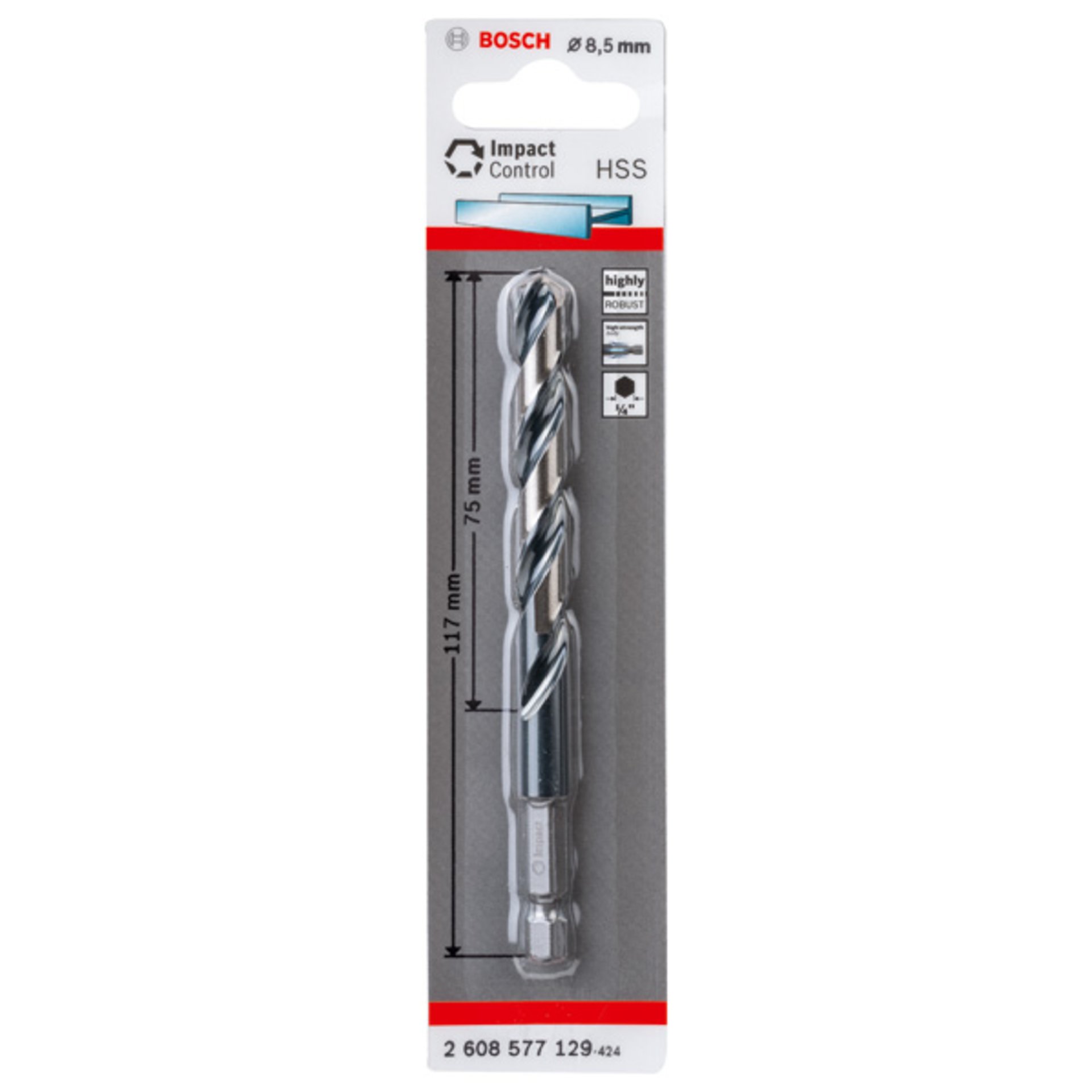 HSS Spiralbohrer mit Sechskantschaft 8,5 mm