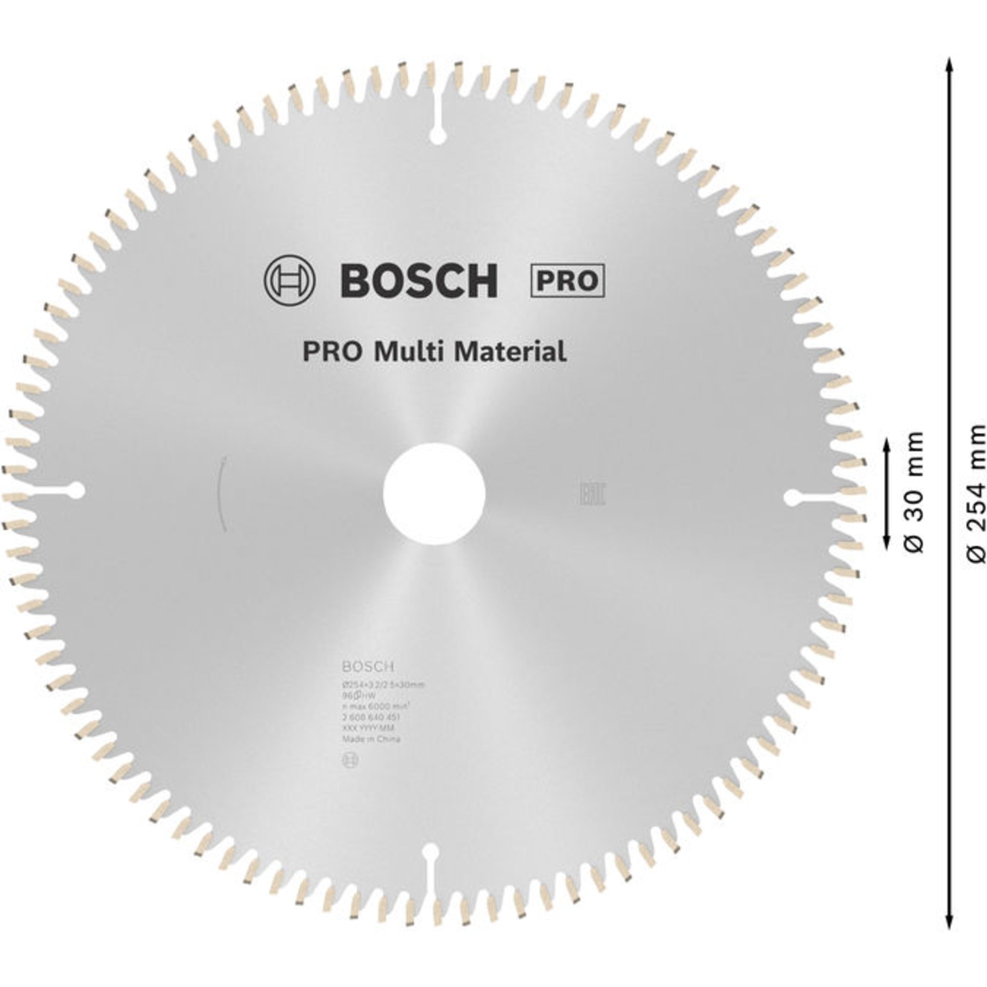 PRO Multi Material Kreissägeblatt, 254 x 3,2 x 30 mm, Z96