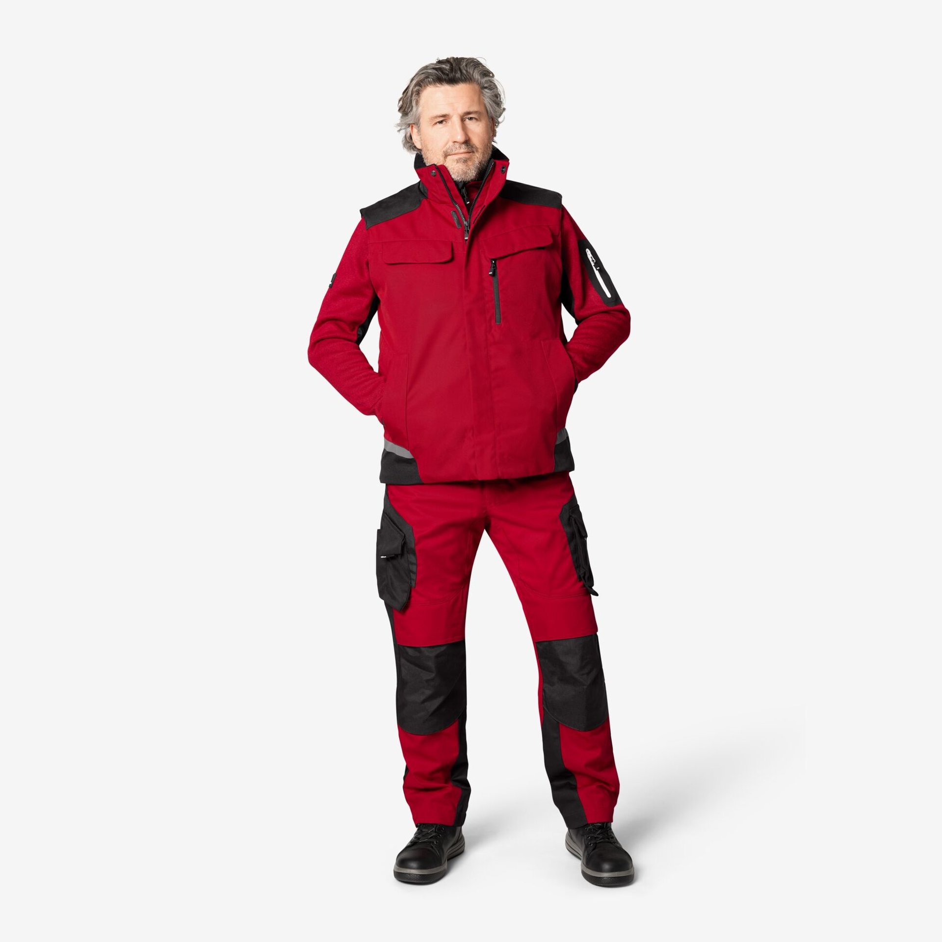 HAUKE Arbeitsweste rot-schwarz 4XL