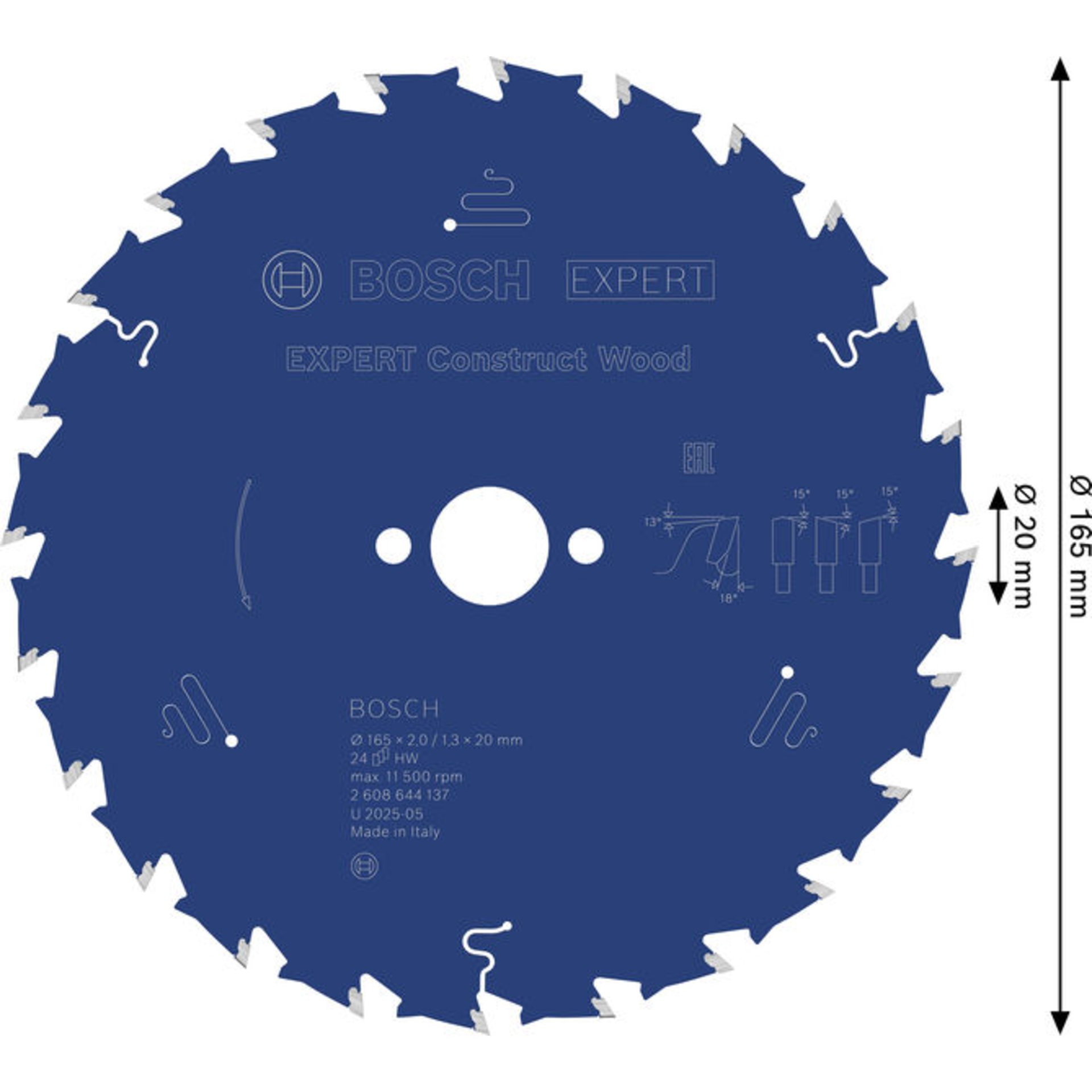 EXPERT Construct Wood Kreissägeblatt, 165 x 2/1,3 x 20 mm, Z24