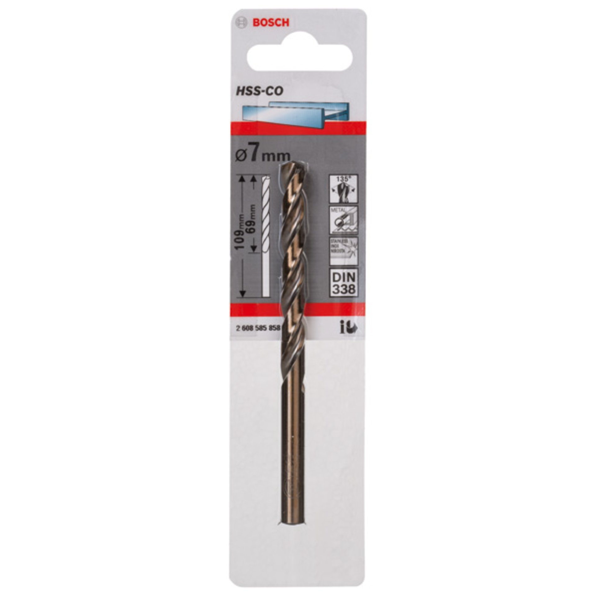Metallbohrer HSS-Co, DIN 338, 7 x 69 x 109 mm, 1er-Pack