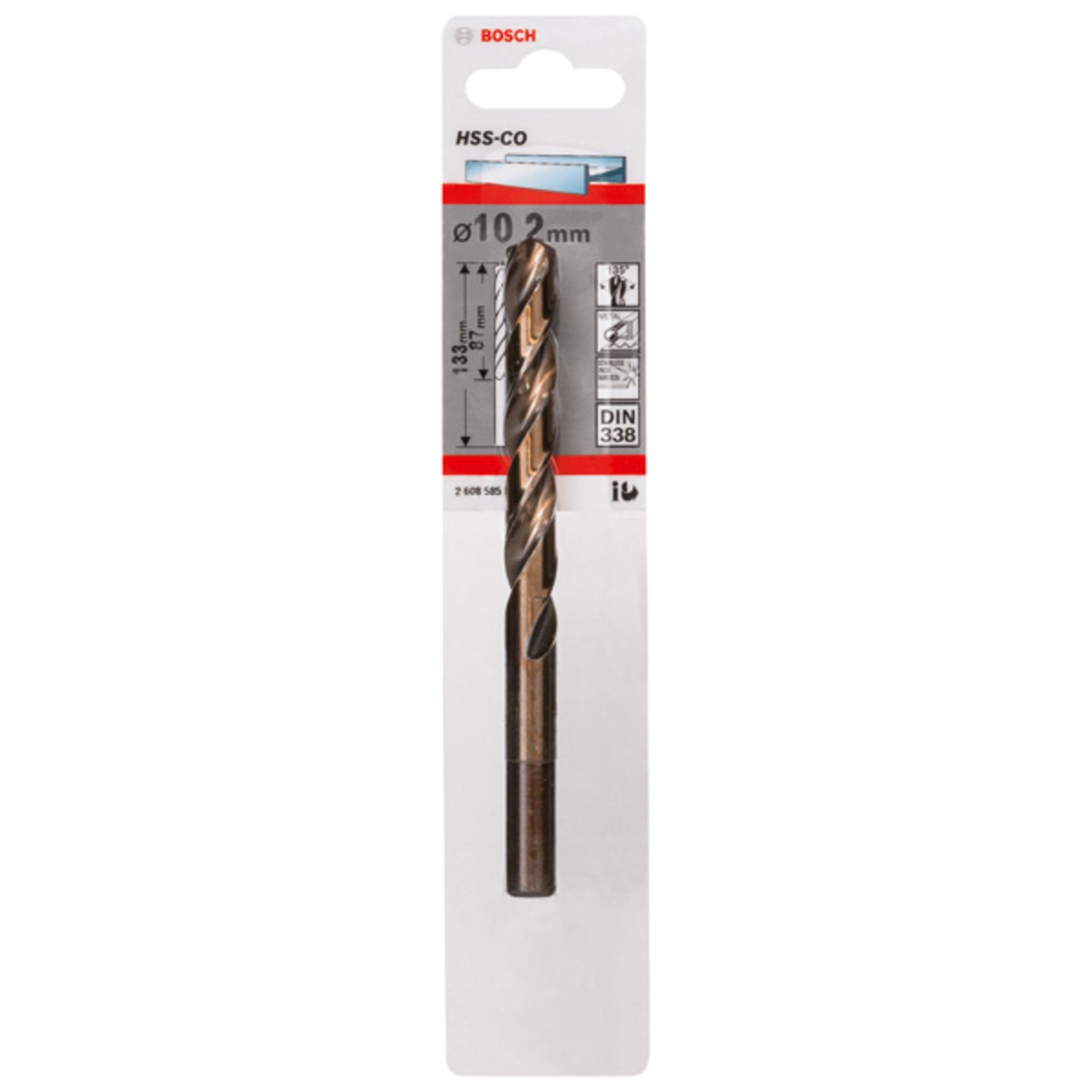Metallbohrer HSS-Co, DIN 338, 10,2 x 87 x 133 mm, 1er-Pack