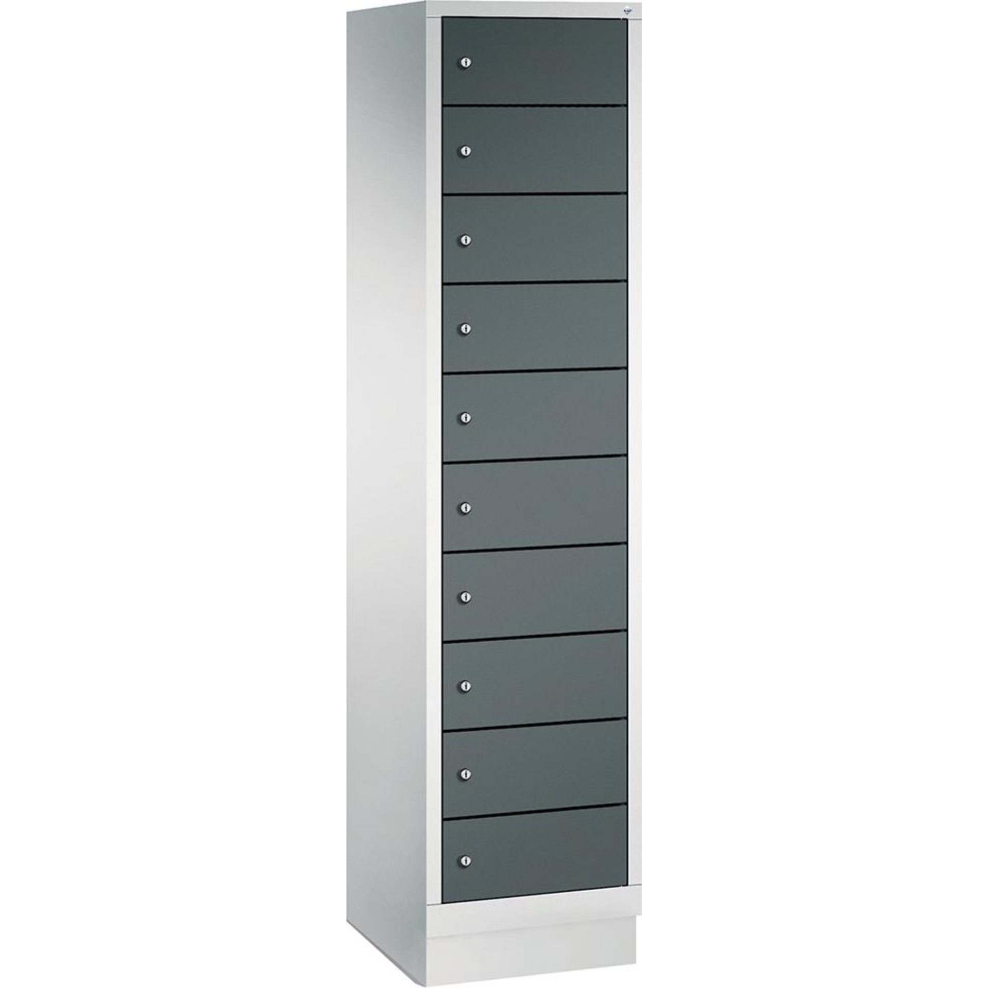 Laptopschrank 1x10Fächer B420xT500xH1800 mm RAL 7035/7016 ohne Elektrifizierung