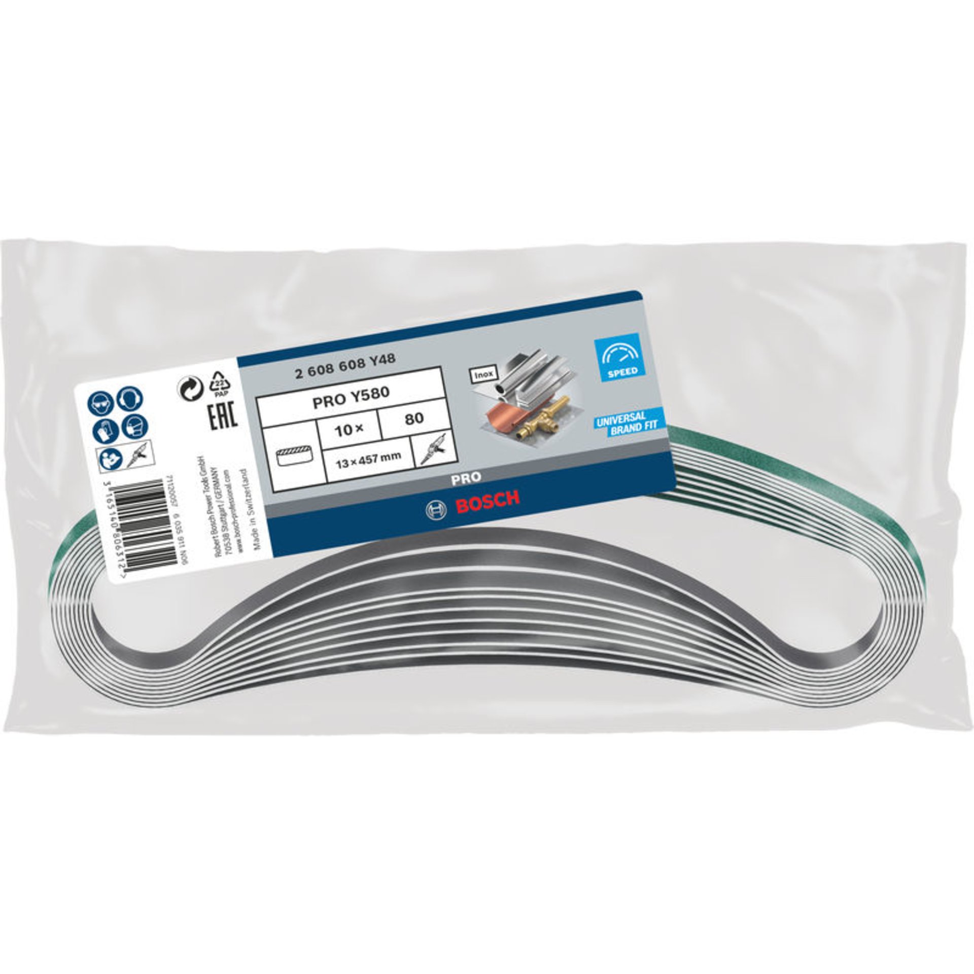 PRO Y580 Schleifband, 13 x 457 mm, 80, 10-tlg.