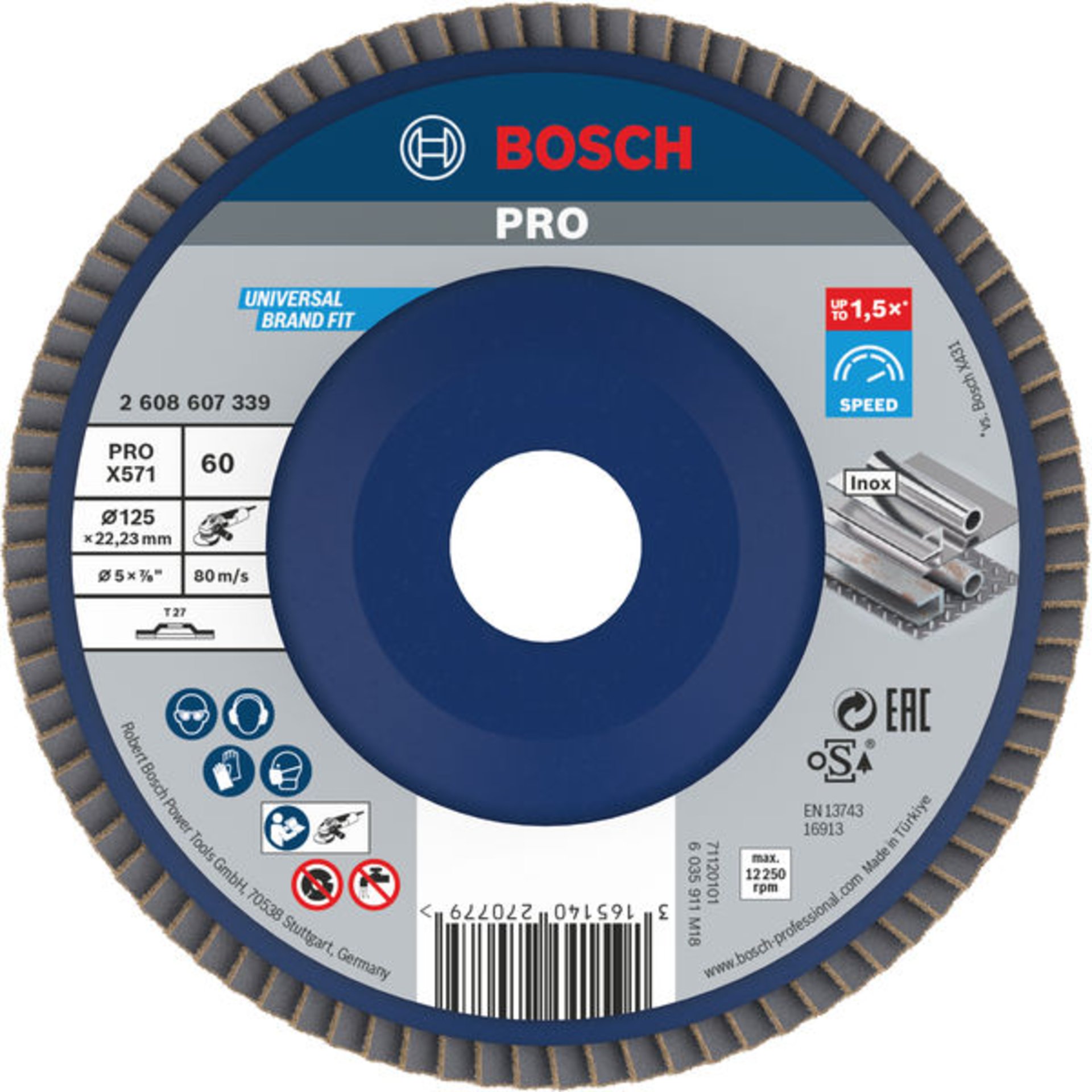 PRO X571 Fächerschleifscheibe, gerade, 125 mm, K60