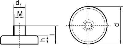 Format Flachgreifer-Magnet NdFeBmit Gewindebuchse 8x4,5/ 11,5mm