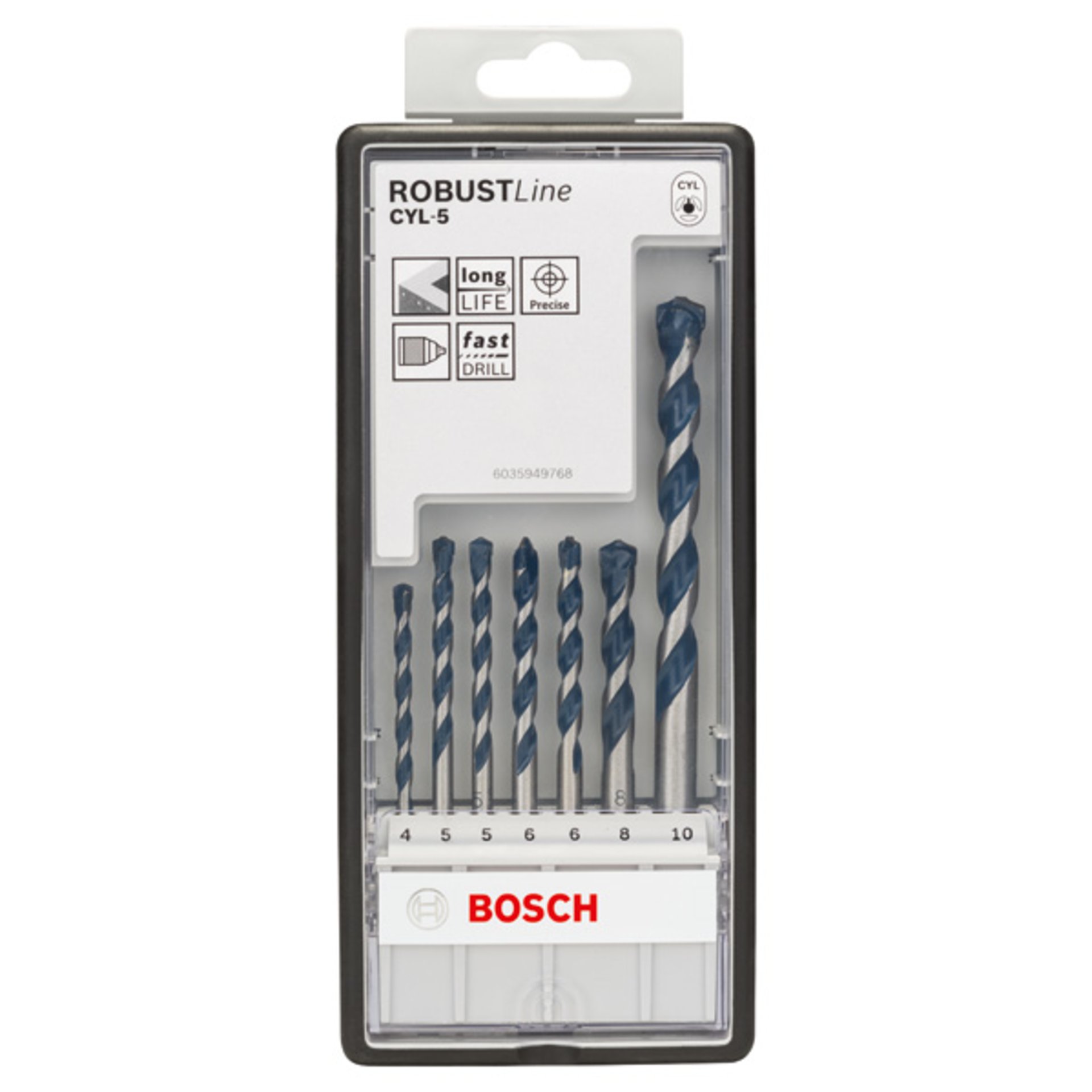 7-tlg. CYL-5 Betonbohrer-Set, Robust Line, 4-10 mm