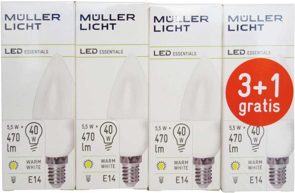 Müller-Licht 4x LED Kerze 5,5W E14 470lm