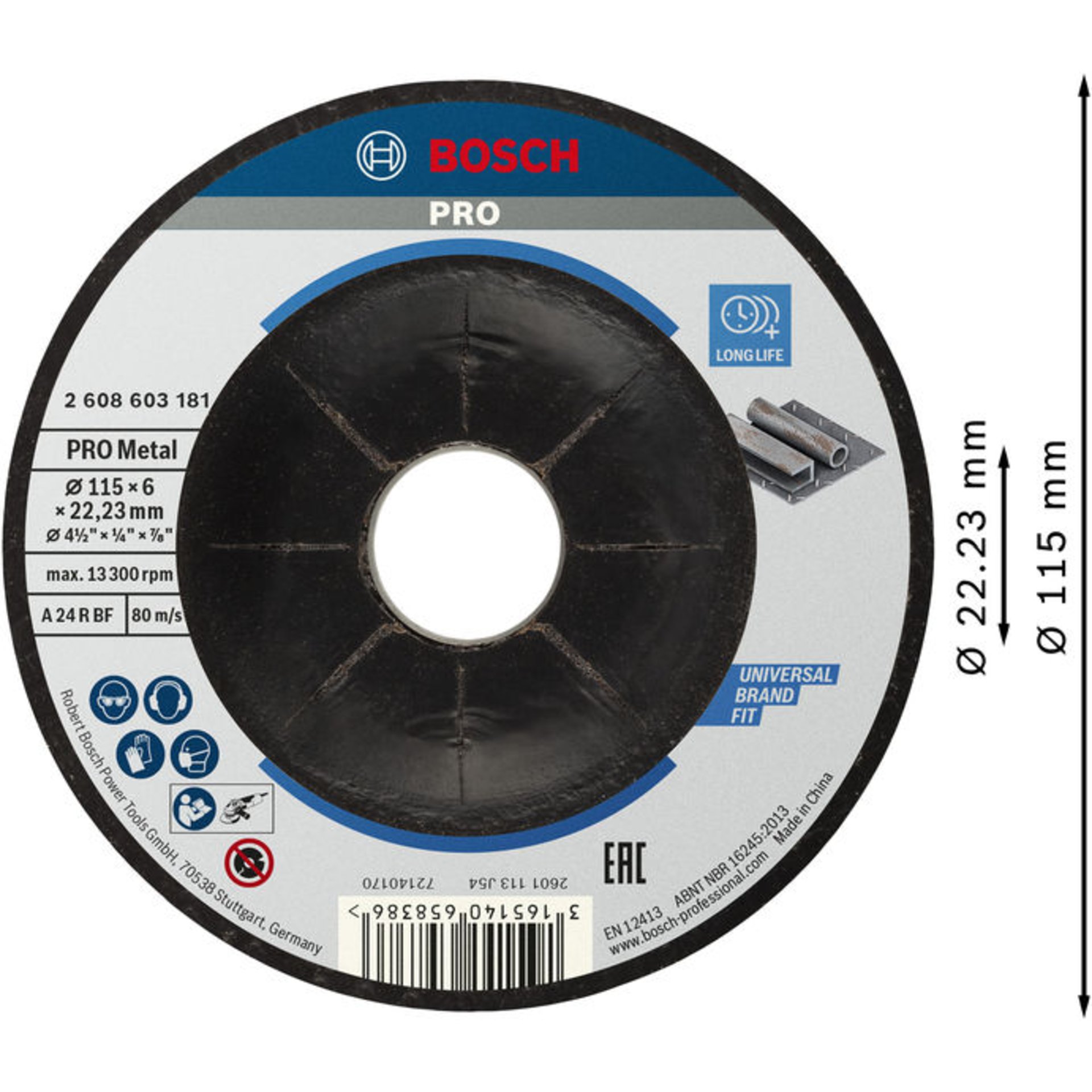 PRO Metal Schleifscheibe, 115 x 6 x 22.23 mm