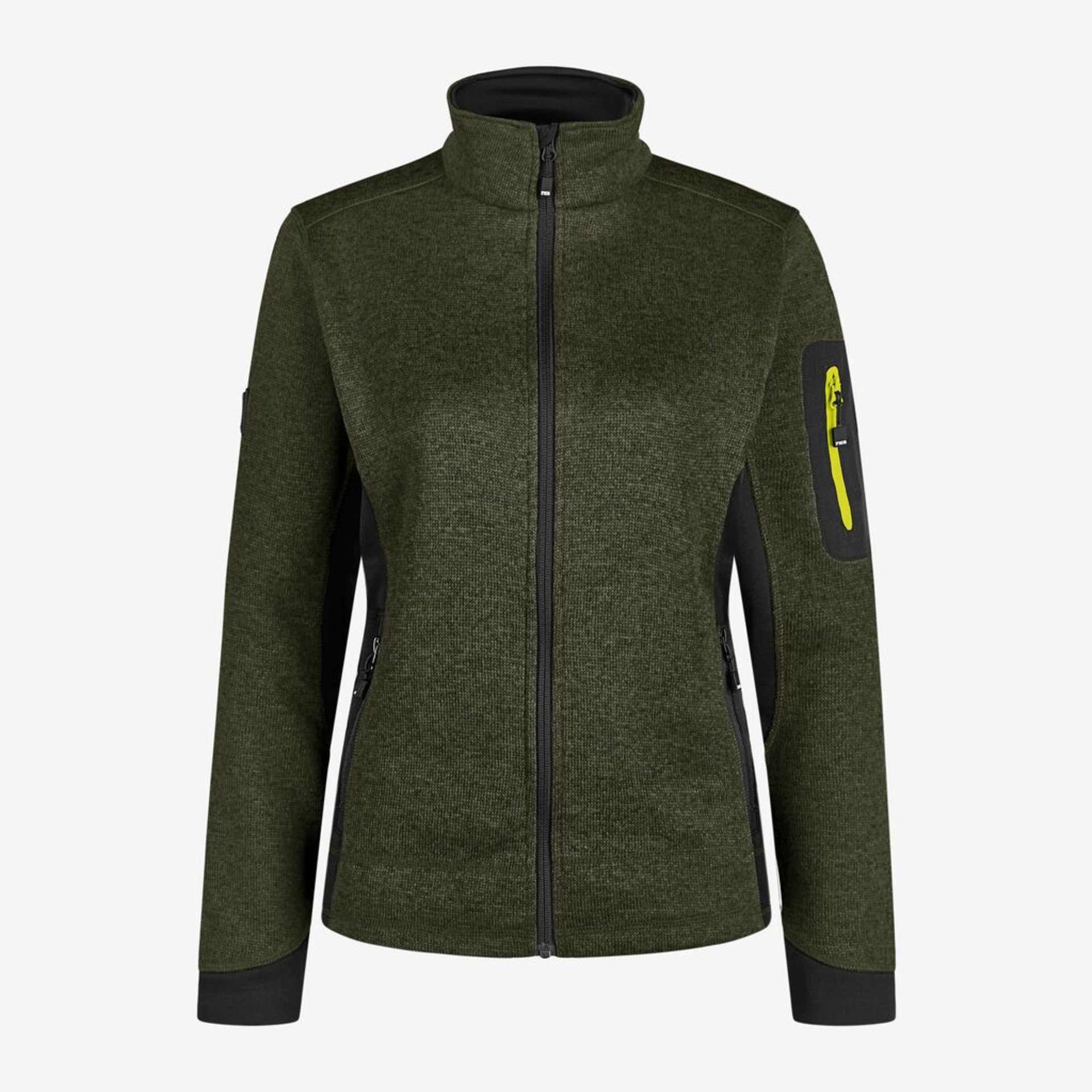 MARIEKE Strick-Fleece-Jacke Damen oliv-schwarz 3XL