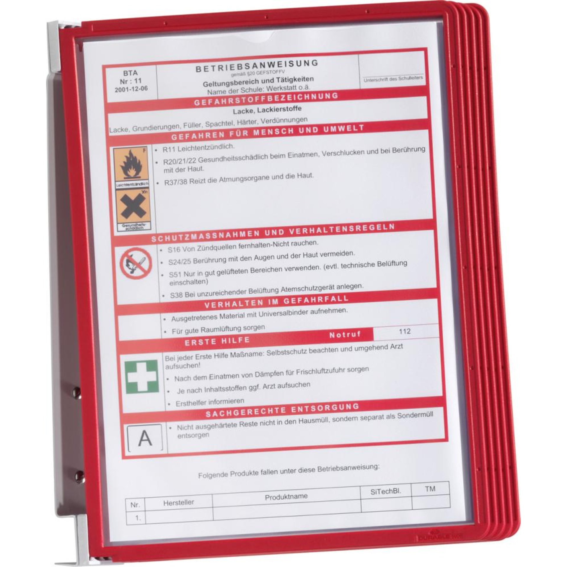Sichttafelsystem rot, VE: 1 SET