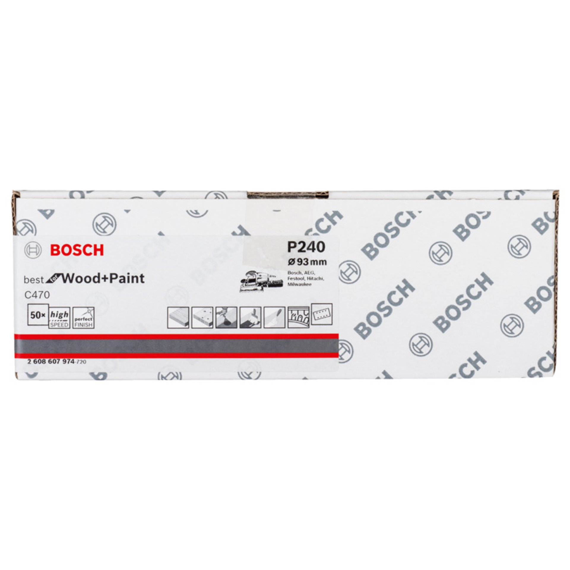 Schleifblatt C470, 93 x 186 mm, 240, 8 Löcher, Klett, 50er-Pack
