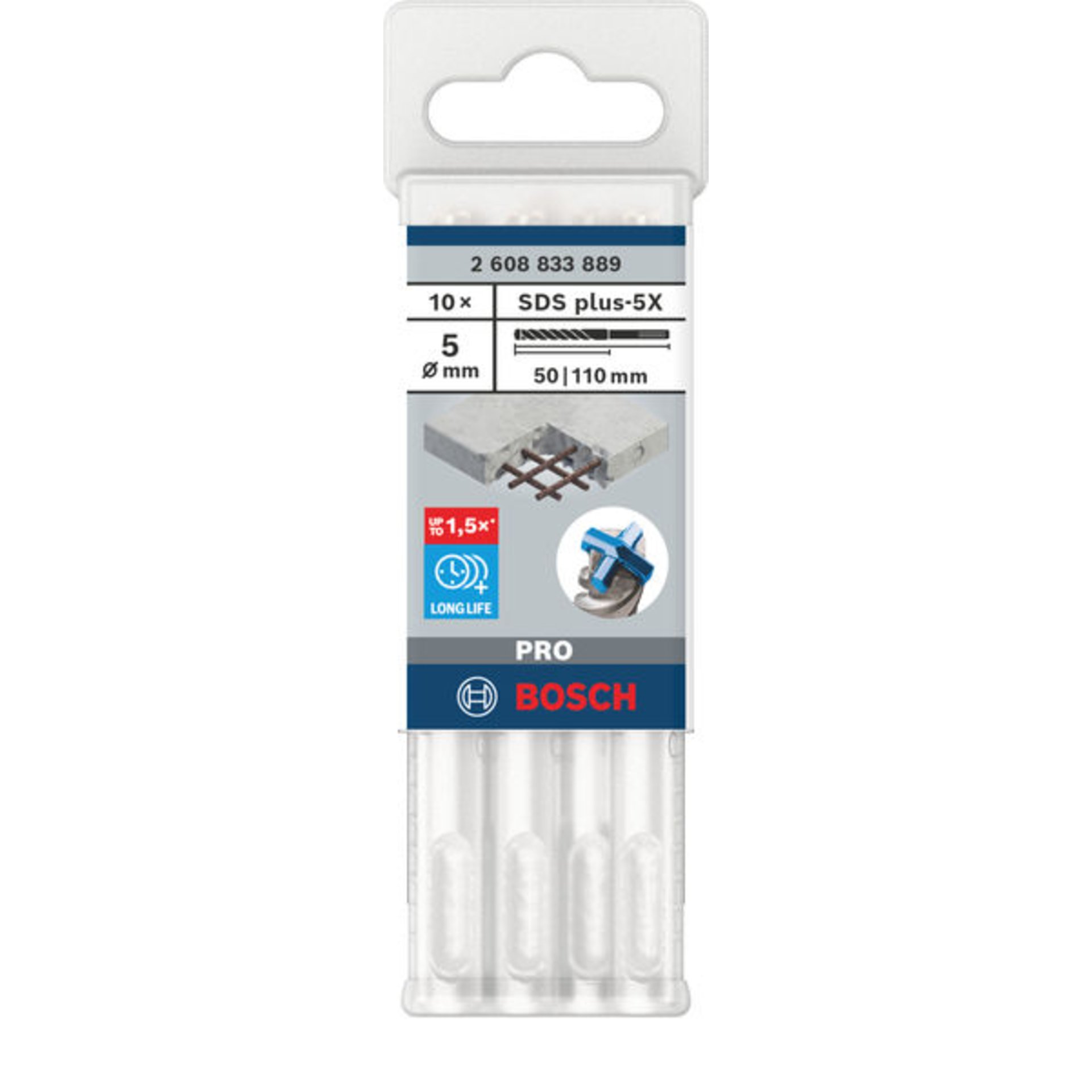 PRO SDS plus-5X Hammerbohrer, 5 x 50 x 110 mm, 10-tlg.