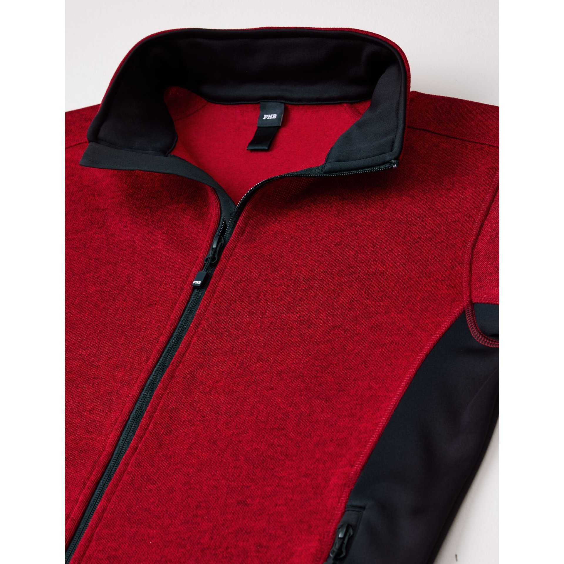 CHRISTOPH Strick-Fleece-Jacke Herren rot-schwarz M