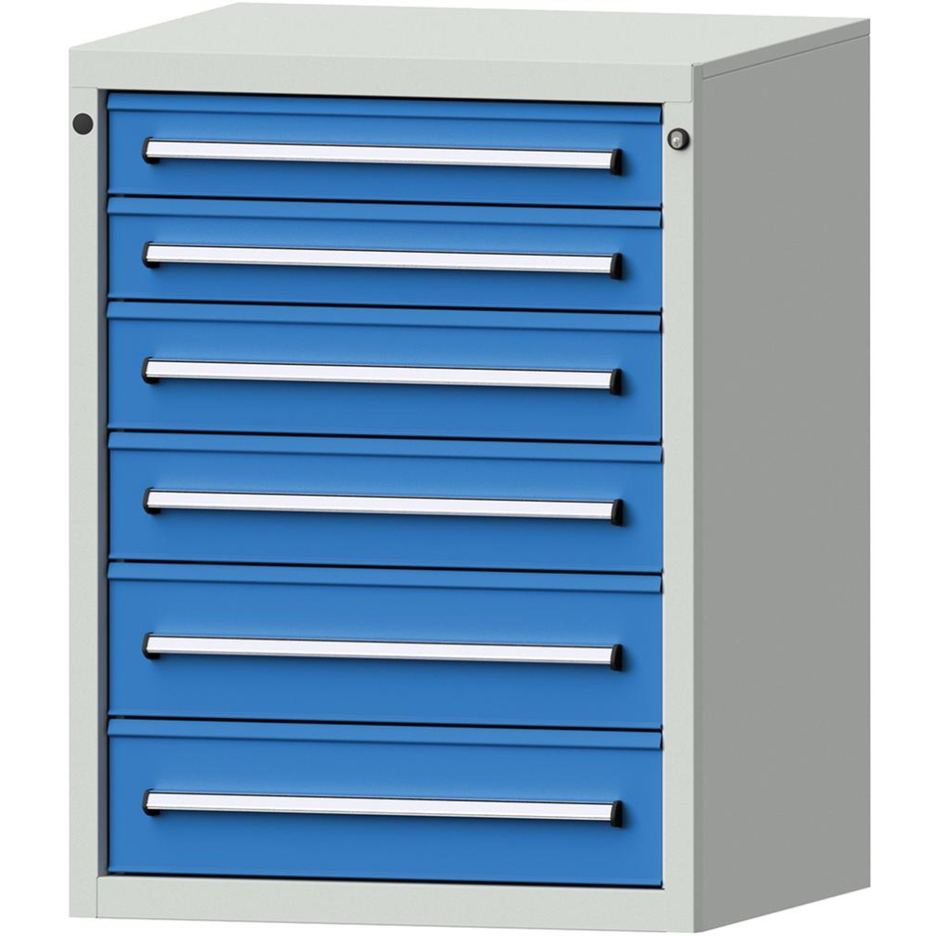 Format Schubladenschrank B760xT700xH1000mm RAL7035/5012 6 Schubladen 75kg