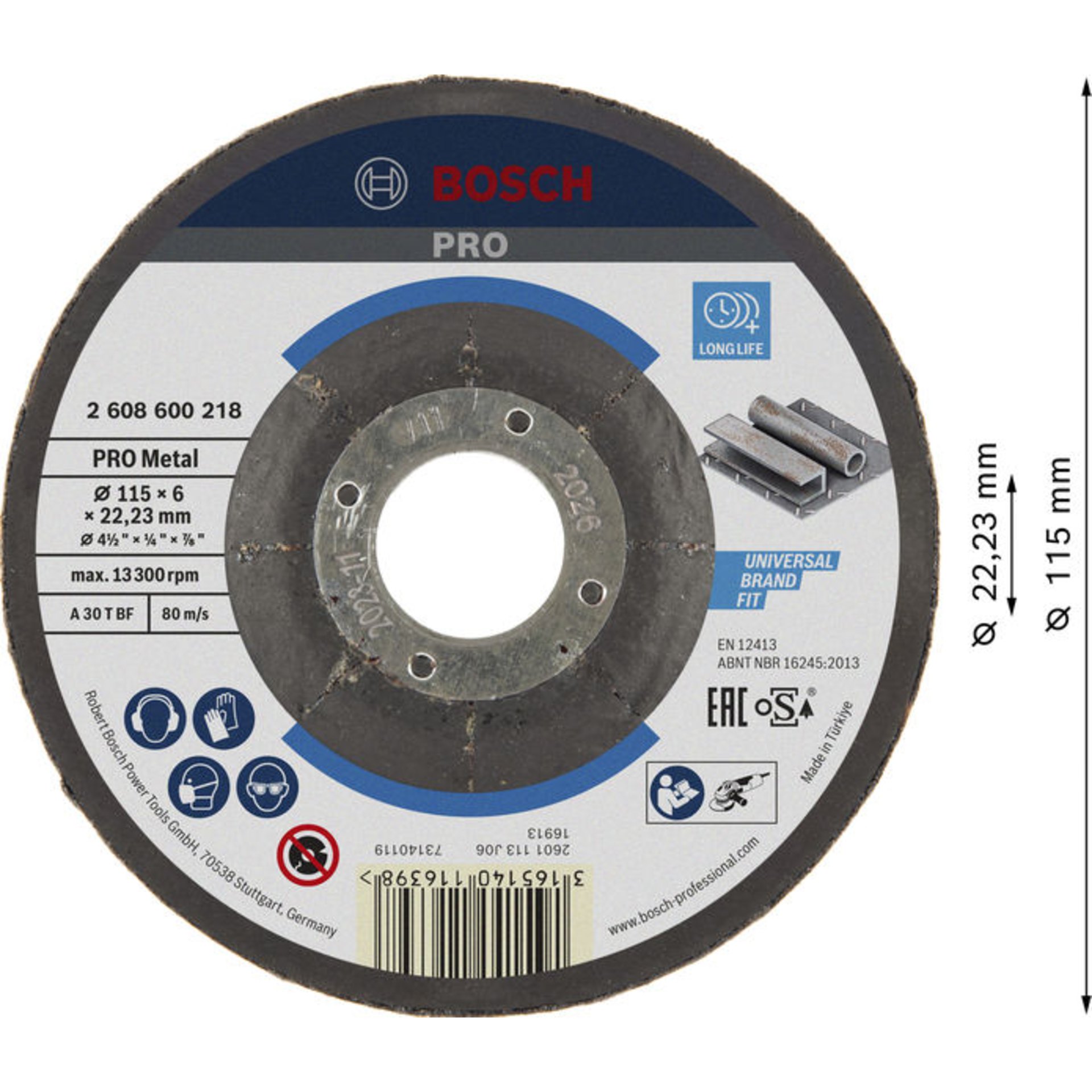 PRO Metal Schleifscheibe, 115 x 6 x 22.23 mm, oSa