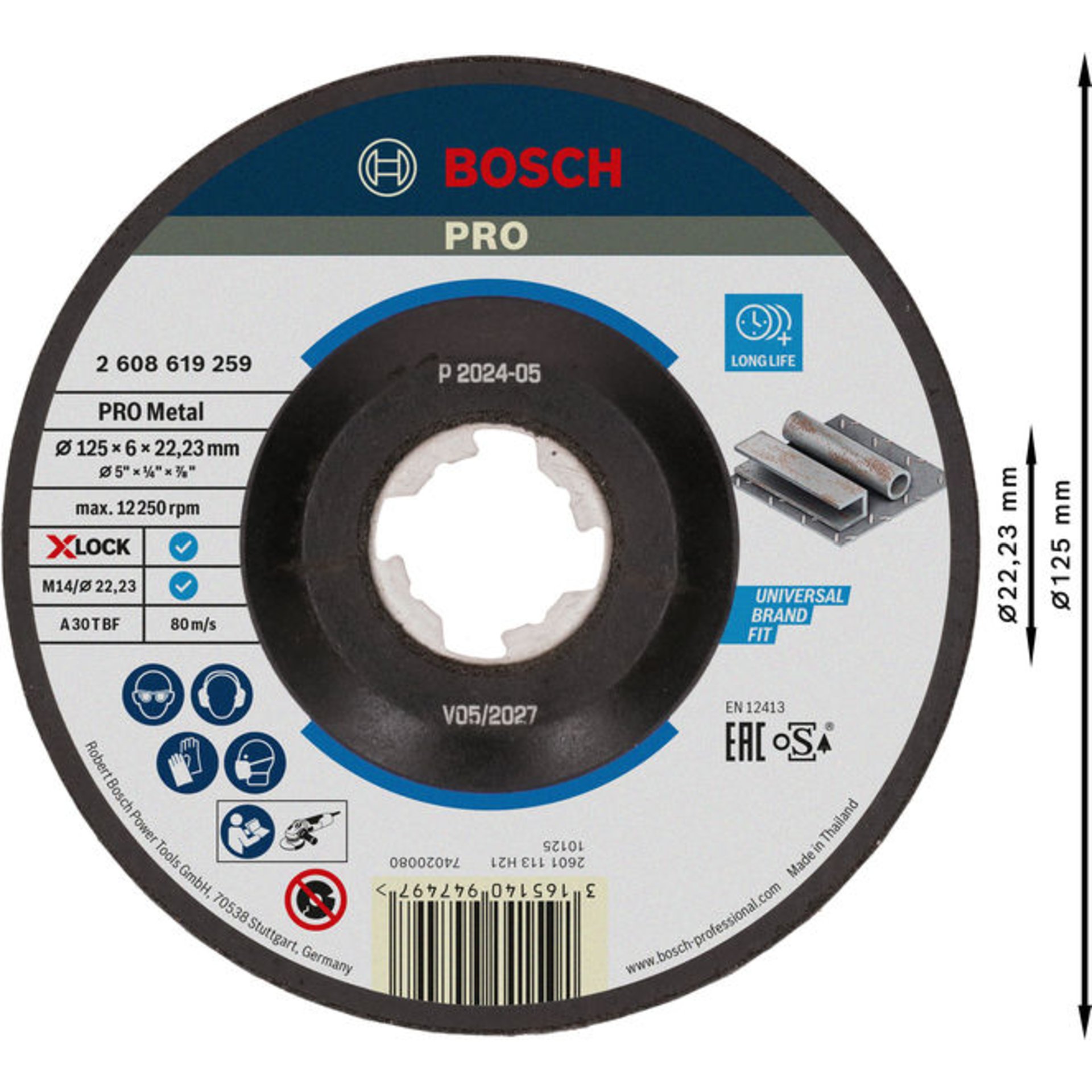 PRO Metal X-Lock Schleifscheibe, 125 x 6 x 22.23 mm, oSa