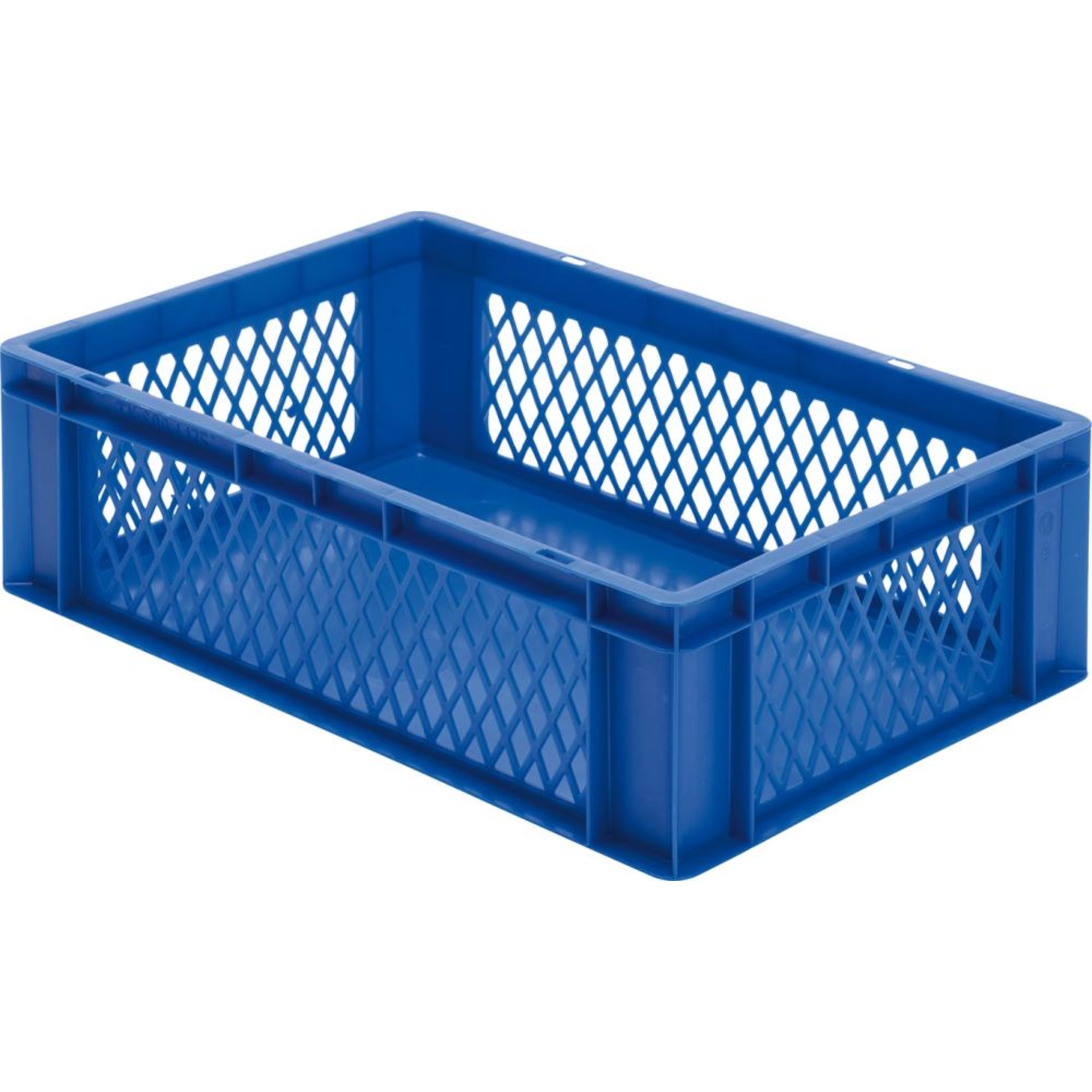 Transport-Stapelkasten B600xT400xH175 mm blau, Wände durchbrochen ohne Griffloch LA-KA-PE