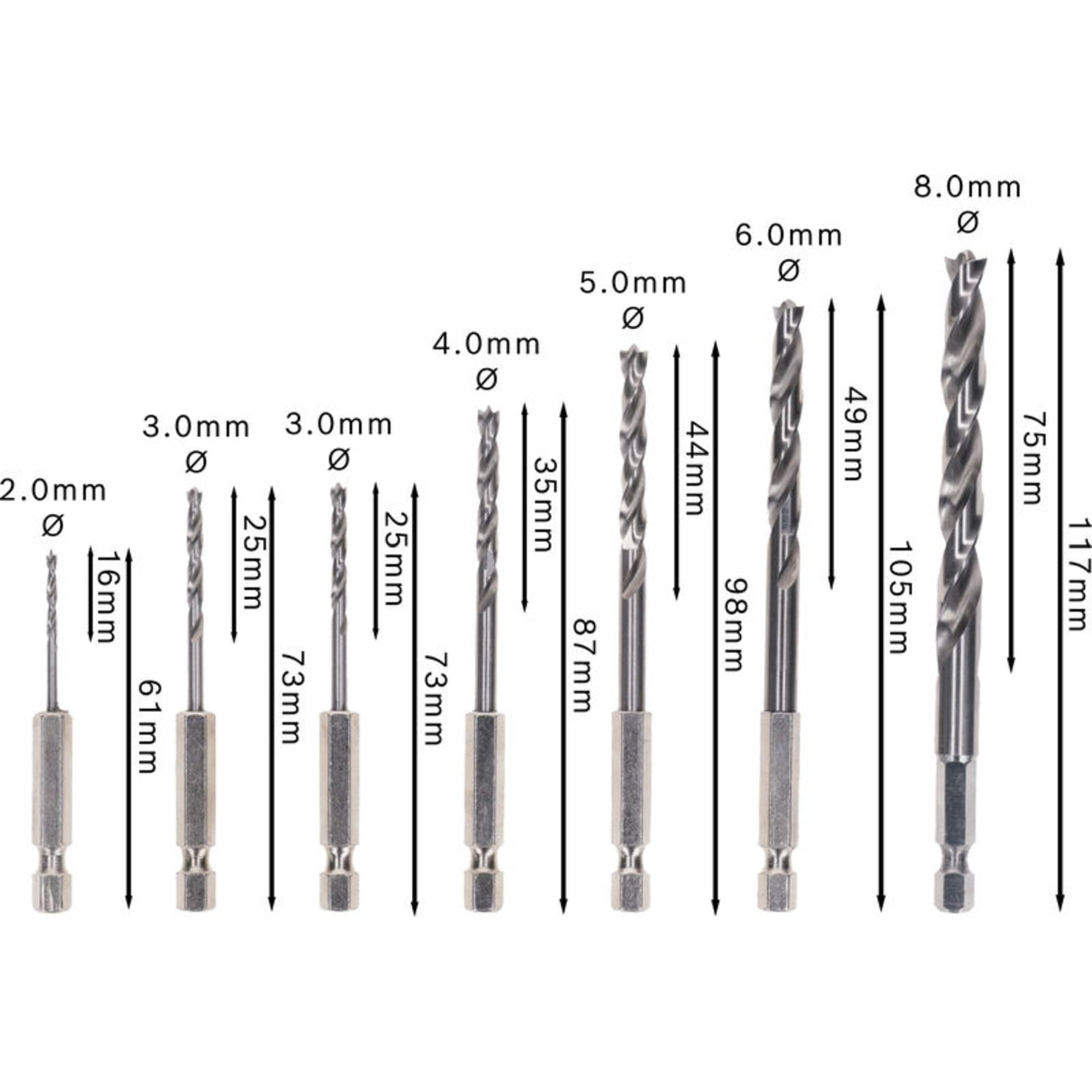 PRO Wood HSS Holzspiralbohrer Set. 7-tlg.