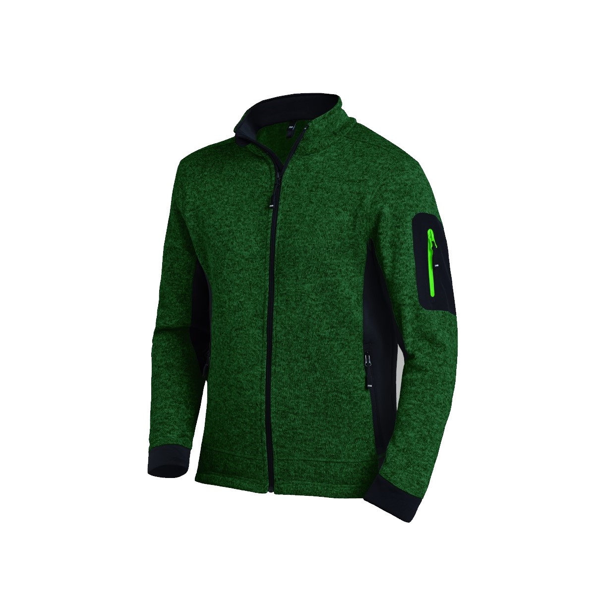 FHB CHRISTOPH Strick-Fleece-Jacke grün-schwarz Gr. 2XL
