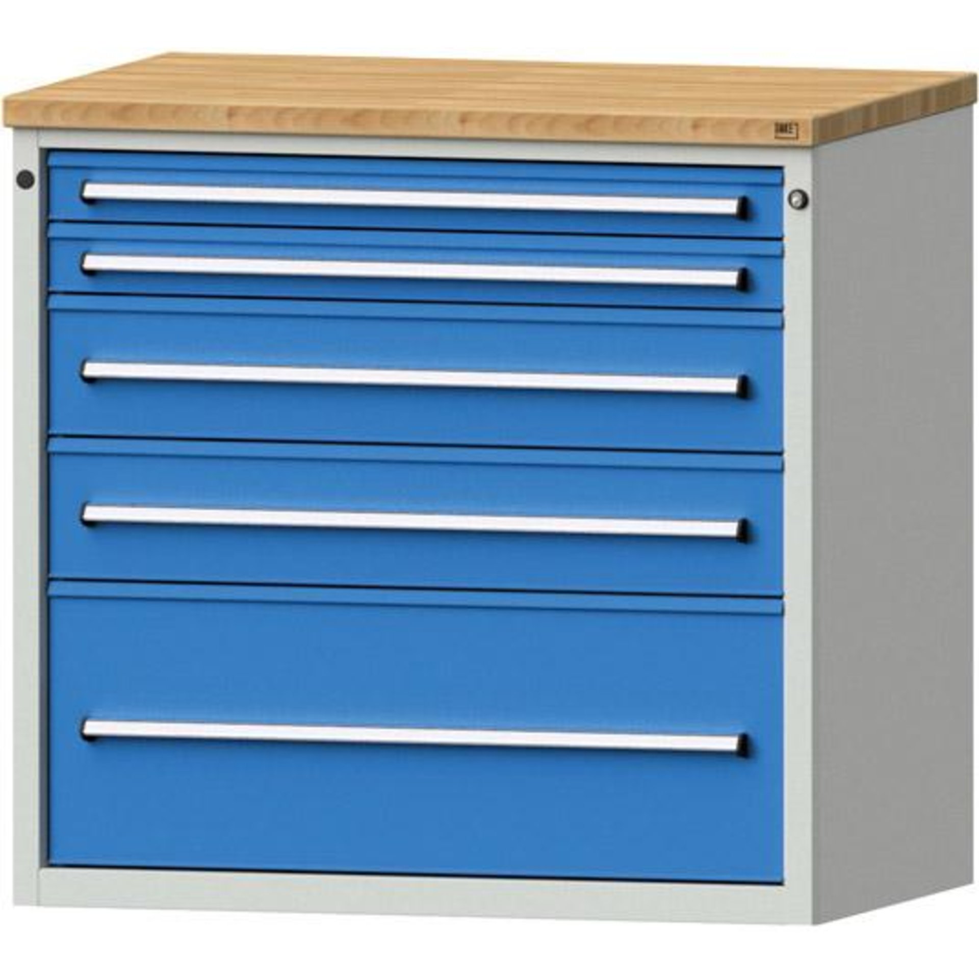 Anke Schubladenschrank B1060xT700xH1020mm RAL 7035/5012 5 Schubladen