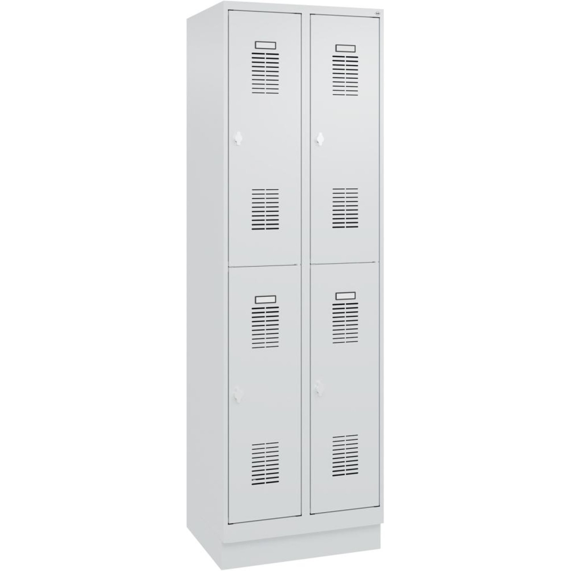 FORMAT Garderobenschrank B600xT500xH1950 mm RAL7035/7035, 2x2 Abteileu. Sockel (Selbstmontage)