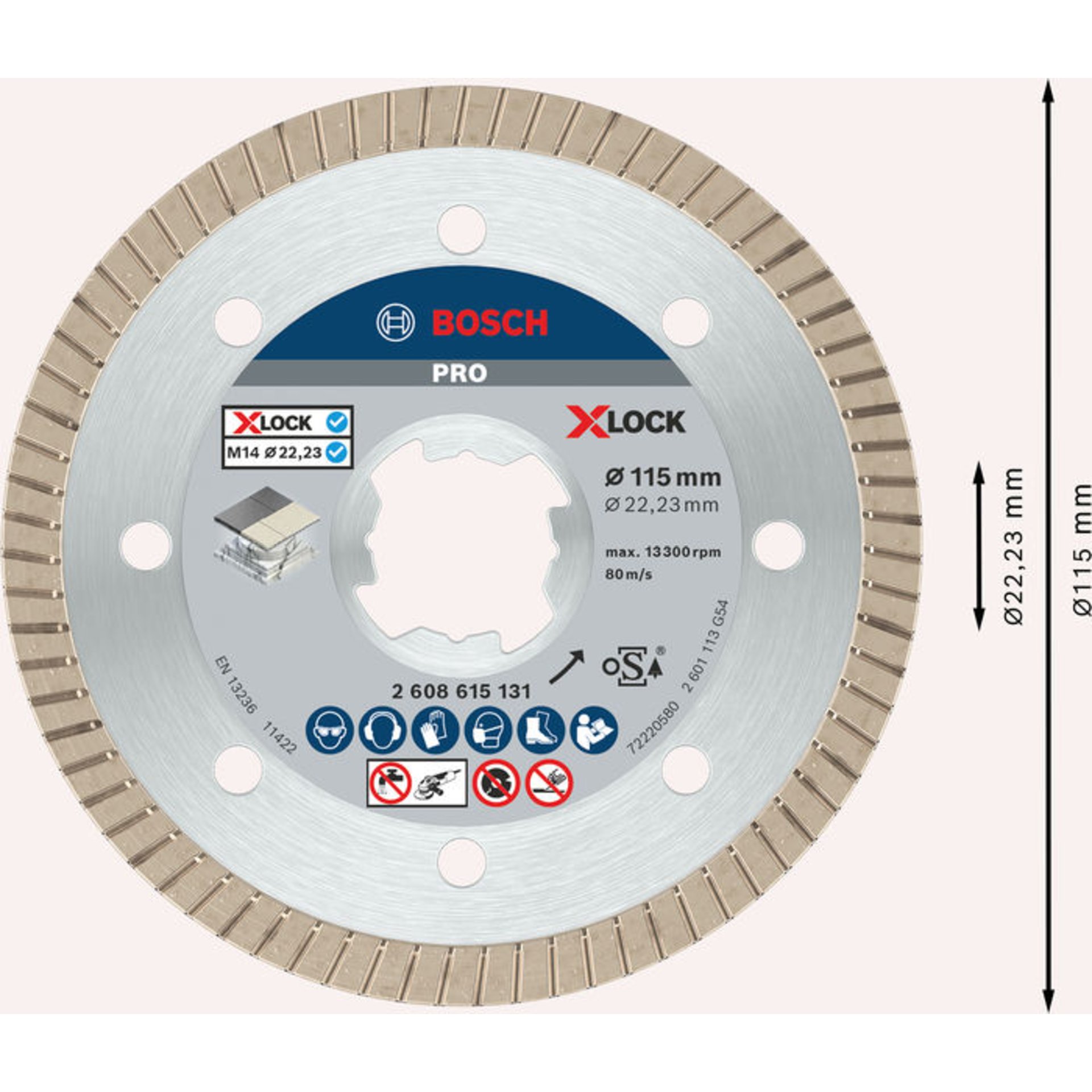 PRO Ceramic X-Lock Diamanttrennscheibe, 115 x 22,23 mm, 22,23 mm