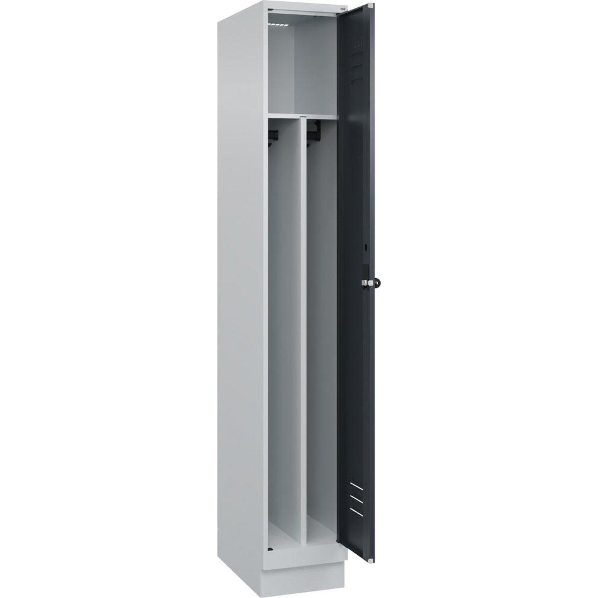 Gard.-Schrank TW CLASSIC B300xT500xH1950 mm RAL 7035/7016, 1 Abteil mit 100 mm hohem Sockel